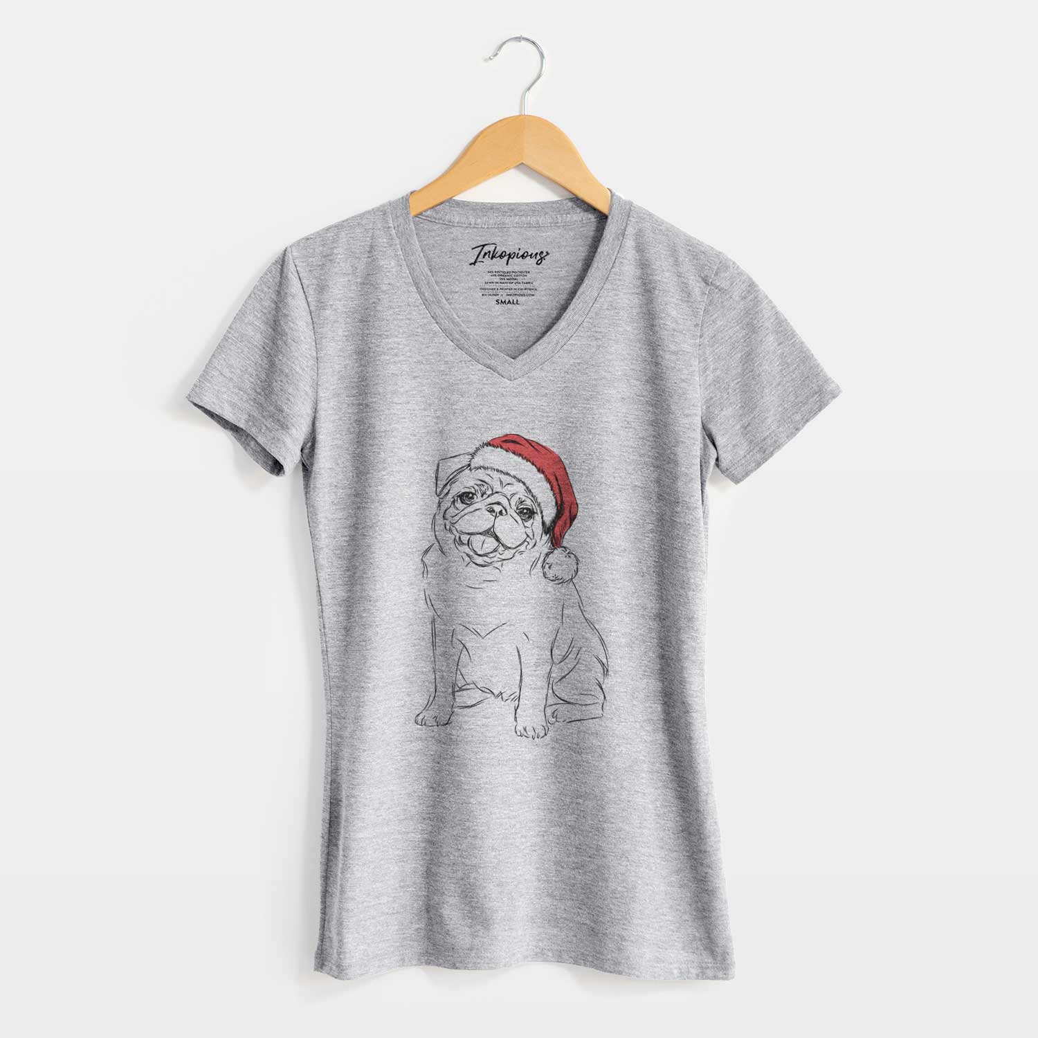 Santa Higgins the Pug - Women's V-neck Shirt