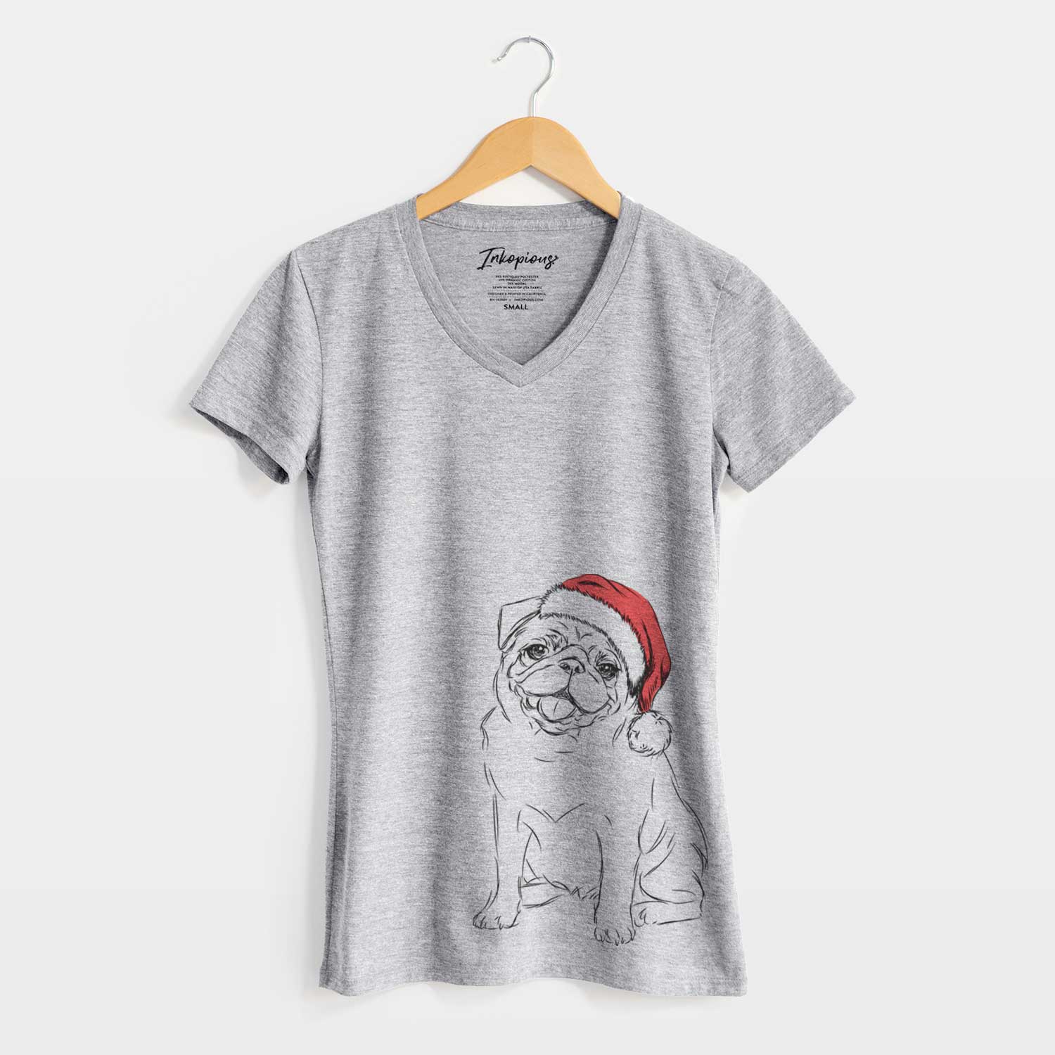 Santa Higgins the Pug - Women's V-neck Shirt