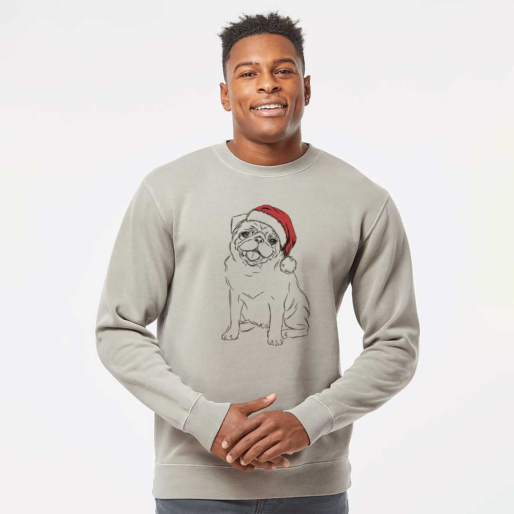 Santa Higgins the Pug - Unisex Pigment Dyed Crew Sweatshirt