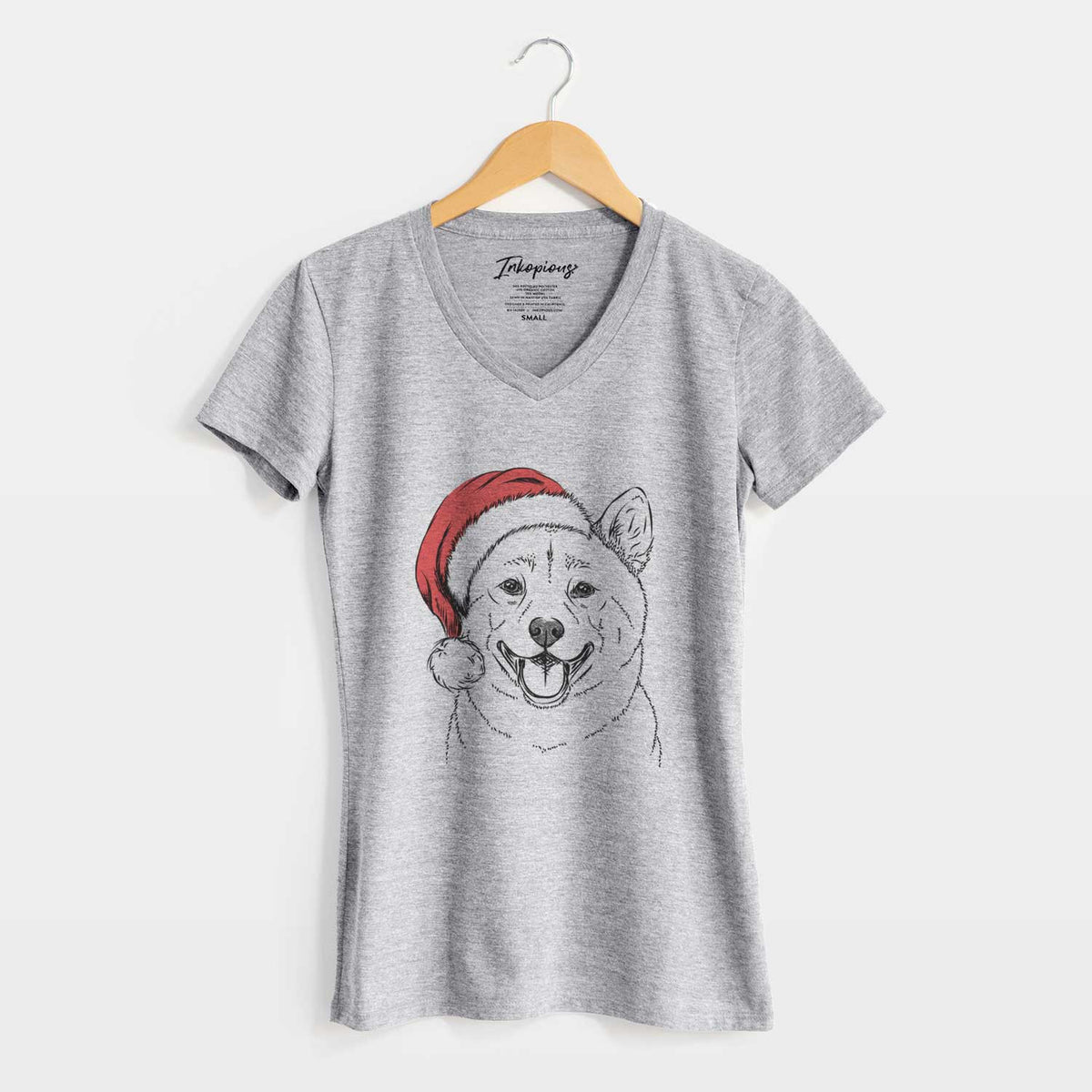 Santa Hiro the Shiba Inu - Women's V-neck Shirt