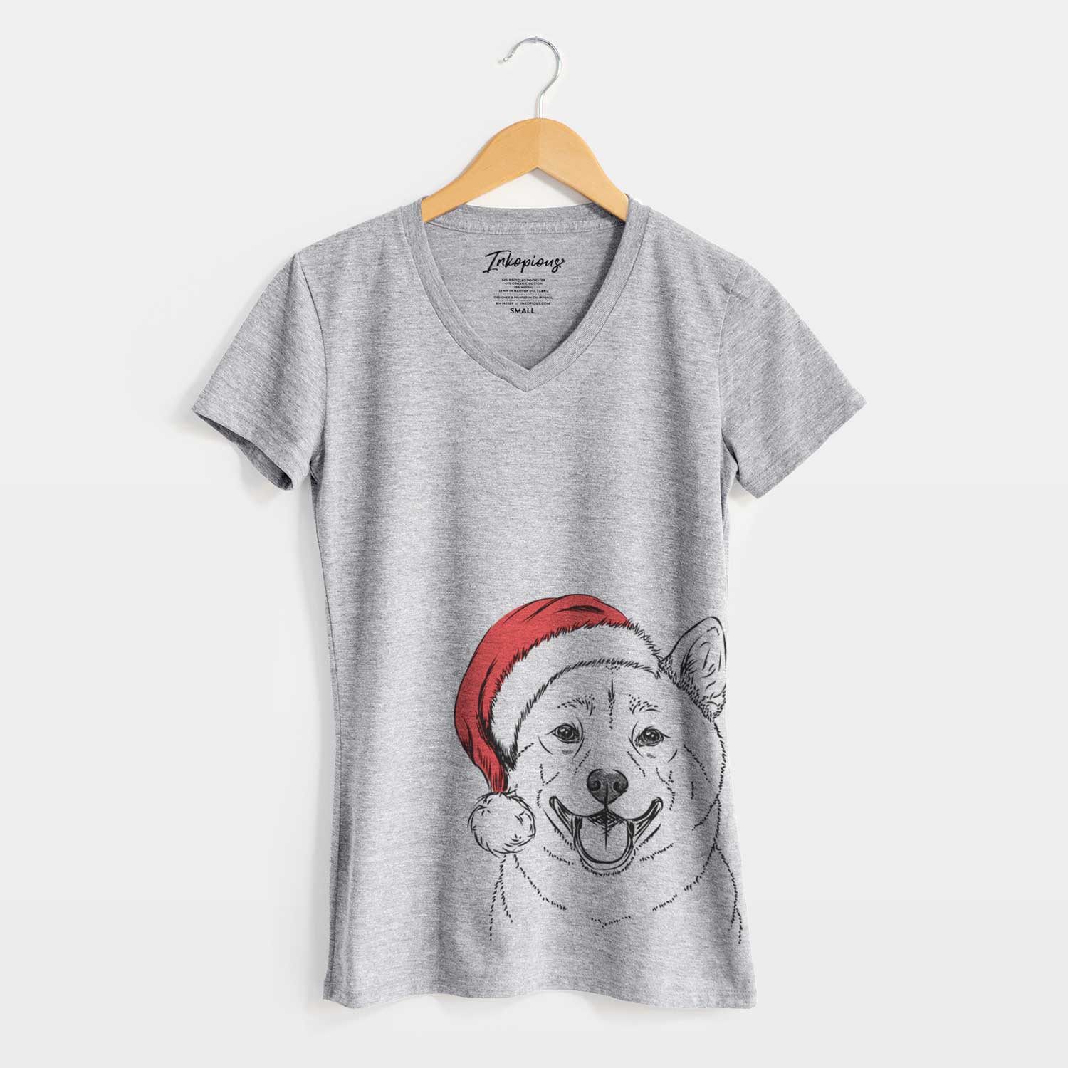 Santa Hiro the Shiba Inu - Women's V-neck Shirt