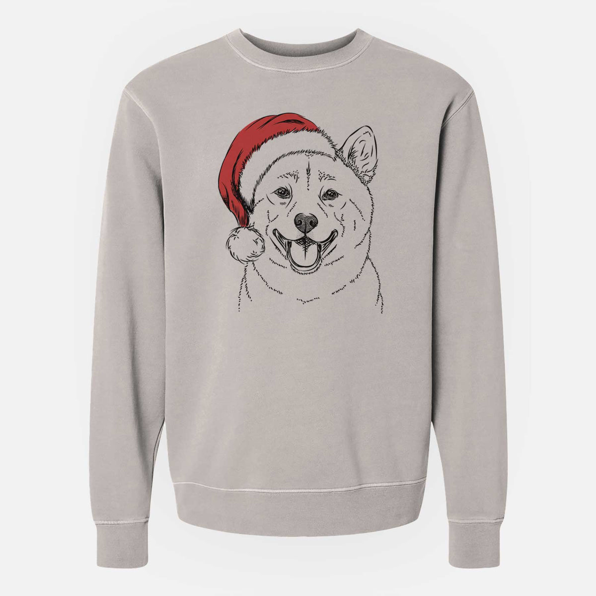 Santa Hiro the Shiba Inu - Unisex Pigment Dyed Crew Sweatshirt