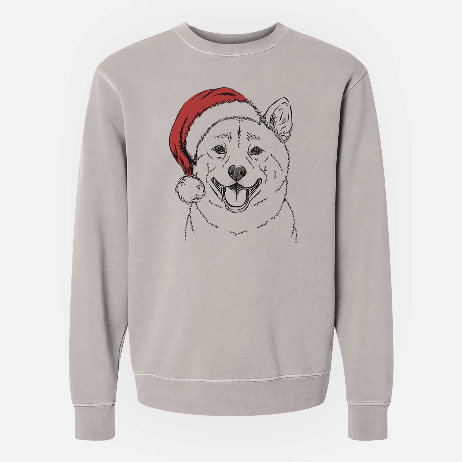 Santa Hiro the Shiba Inu - Unisex Pigment Dyed Crew Sweatshirt