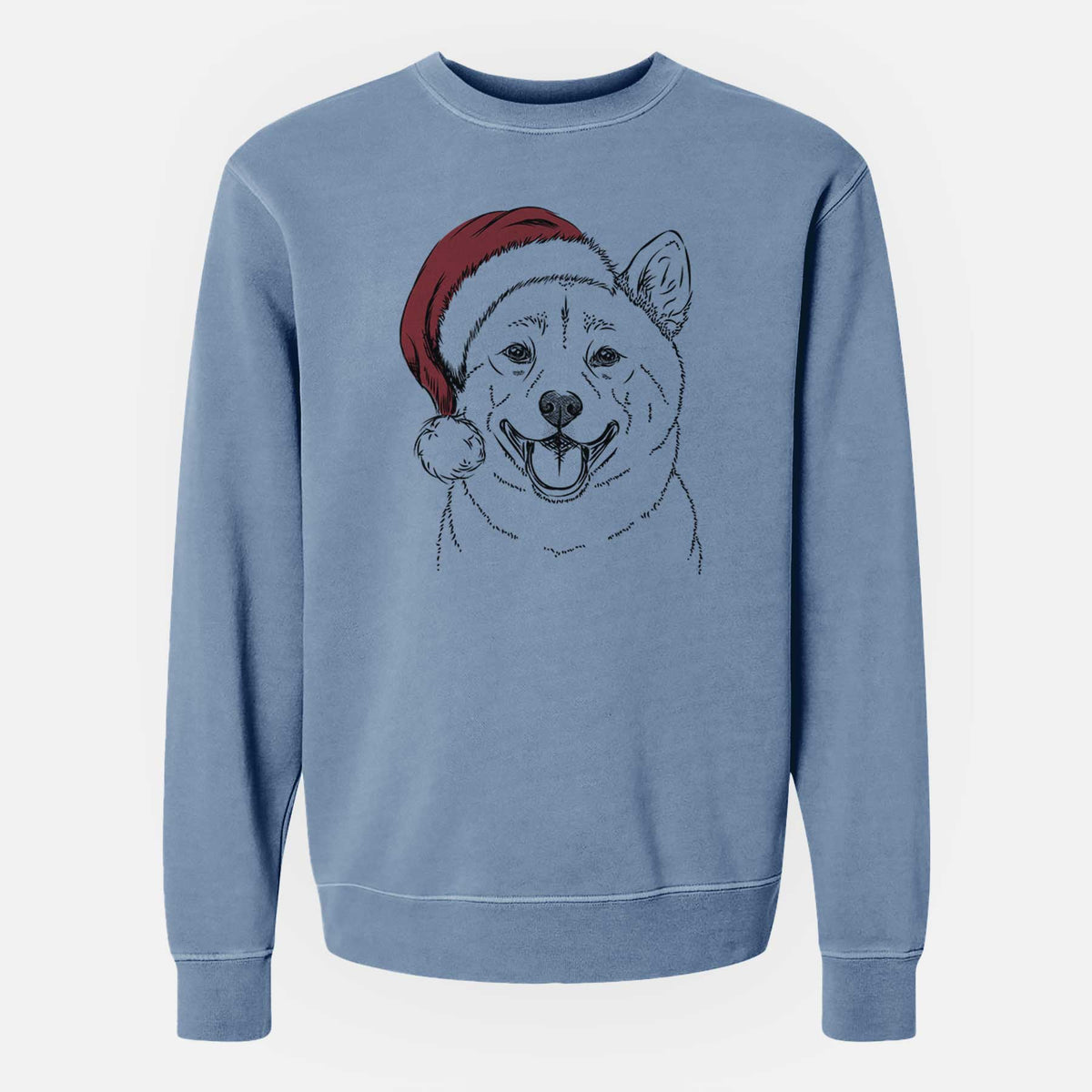 Santa Hiro the Shiba Inu - Unisex Pigment Dyed Crew Sweatshirt