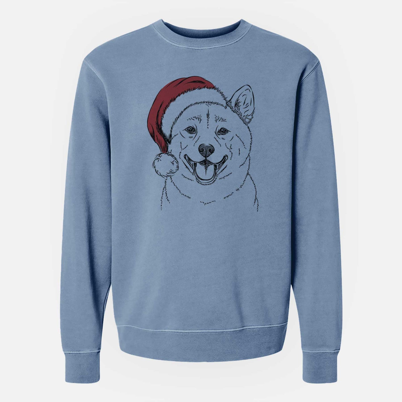 Santa Hiro the Shiba Inu - Unisex Pigment Dyed Crew Sweatshirt