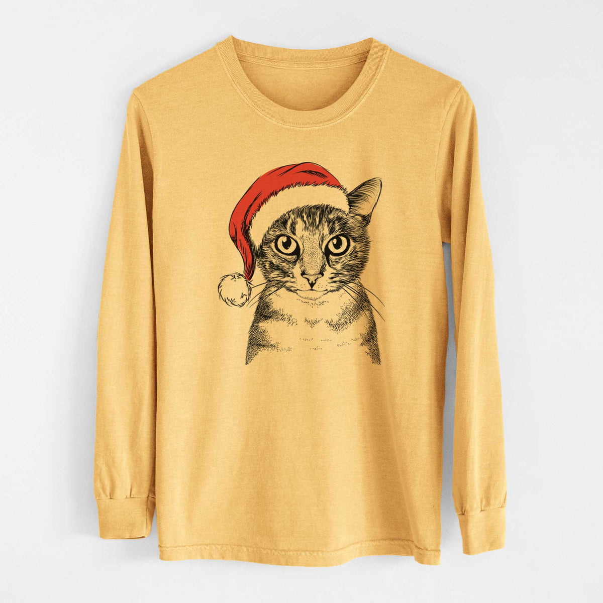 Santa Hobbes the Tabby Cat - Heavyweight 100% Cotton Long Sleeve