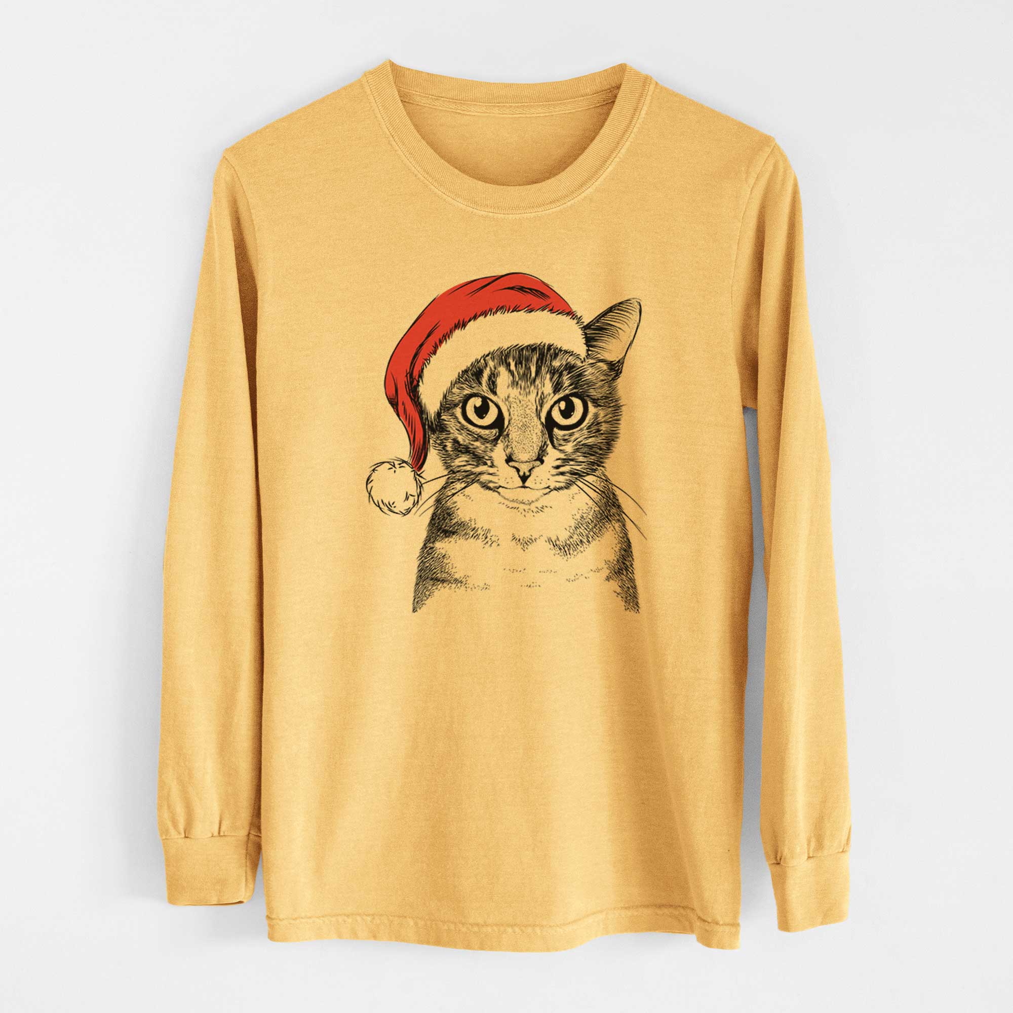 Santa Hobbes the Tabby Cat - Heavyweight 100% Cotton Long Sleeve