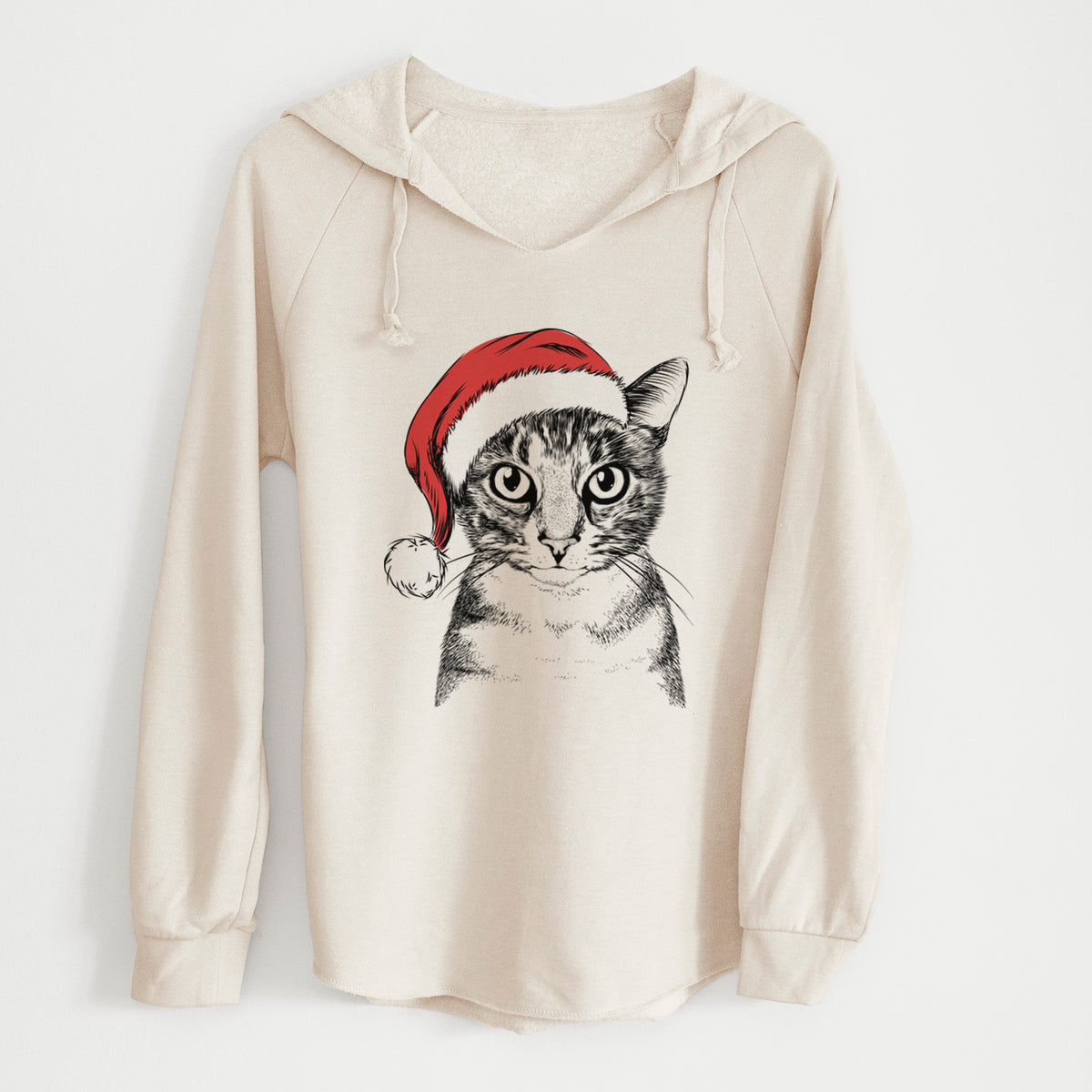 Santa Hobbes the Tabby Cat - Cali Wave Hooded Sweatshirt