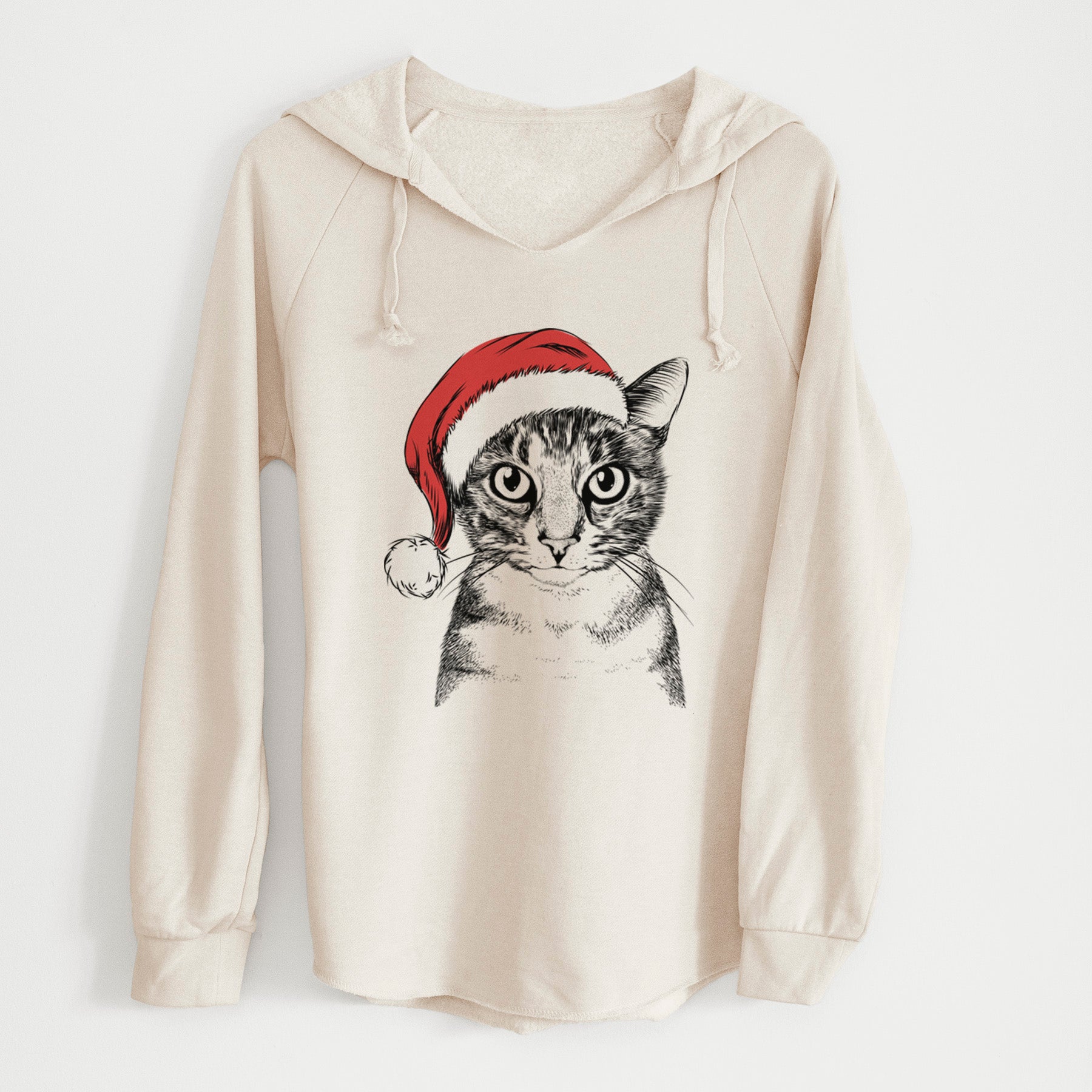 Santa Hobbes the Tabby Cat - Cali Wave Hooded Sweatshirt