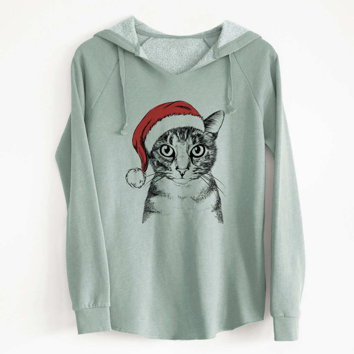 Santa Hobbes the Tabby Cat - Cali Wave Hooded Sweatshirt