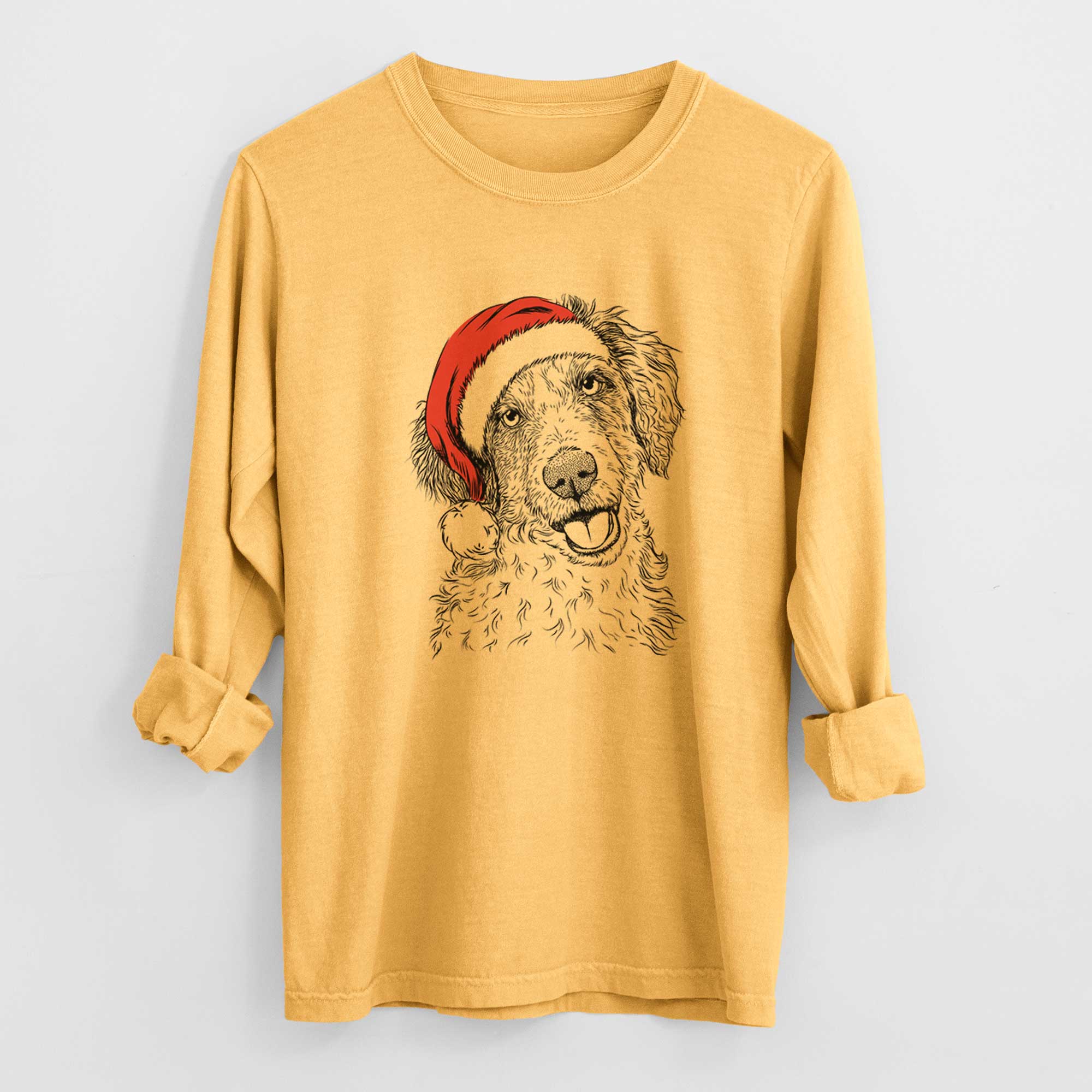 Santa Hoge the Aussiedoodle - Heavyweight 100% Cotton Long Sleeve