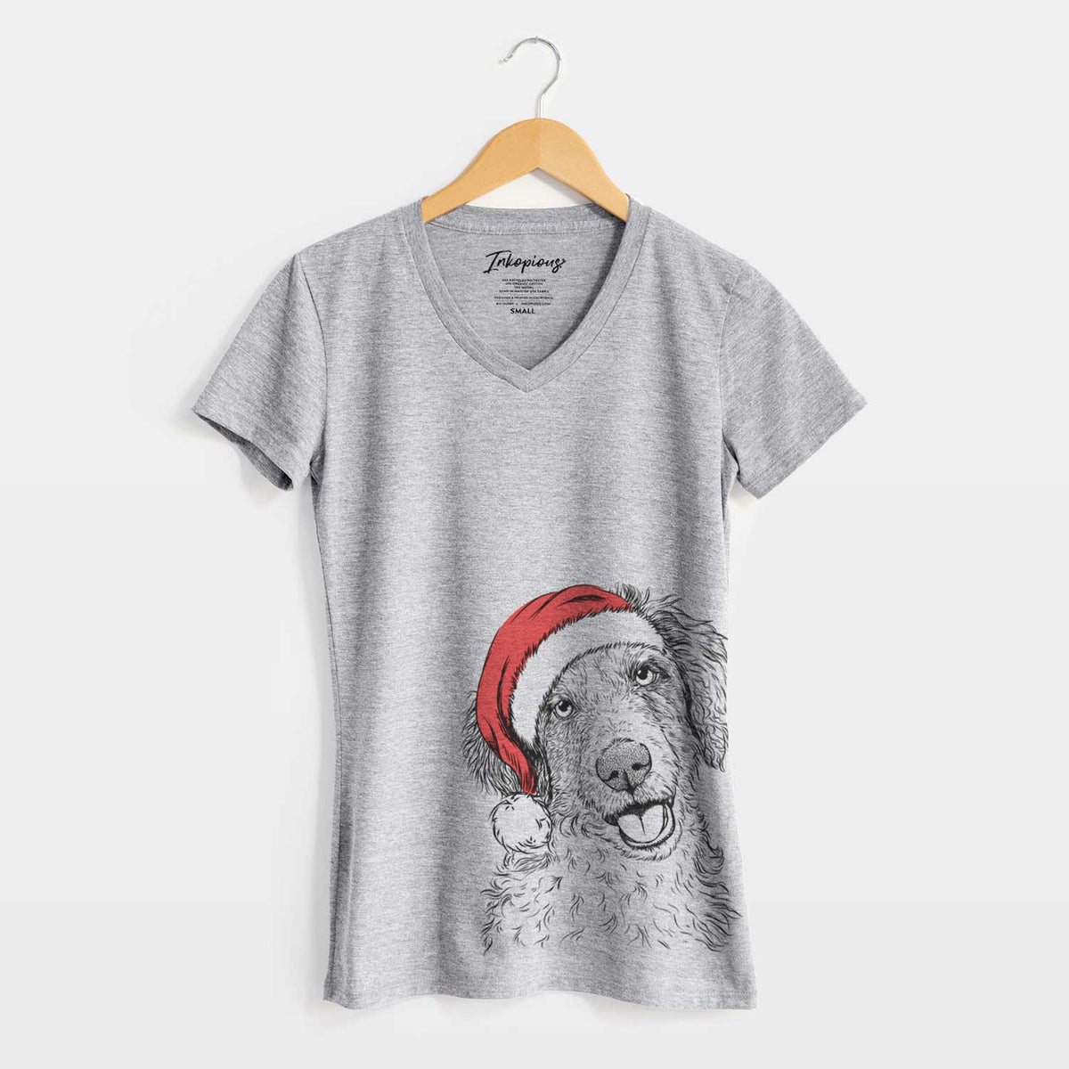 Santa Hoge the Aussiedoodle - Women's V-neck Shirt