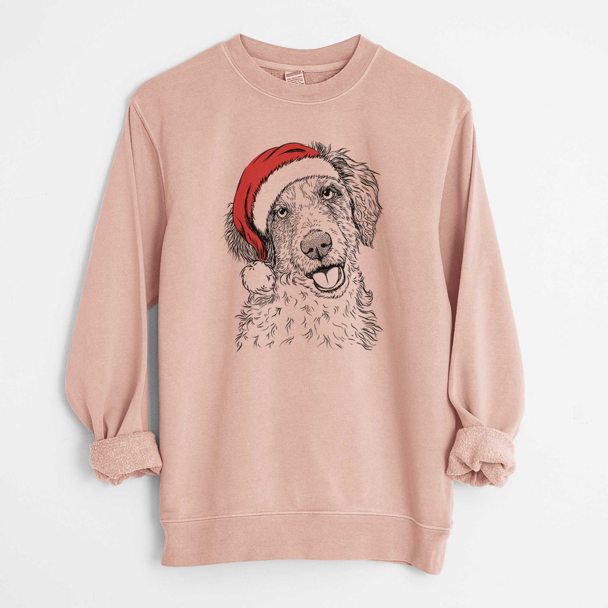 Santa Hoge the Aussiedoodle - Unisex Pigment Dyed Crew Sweatshirt