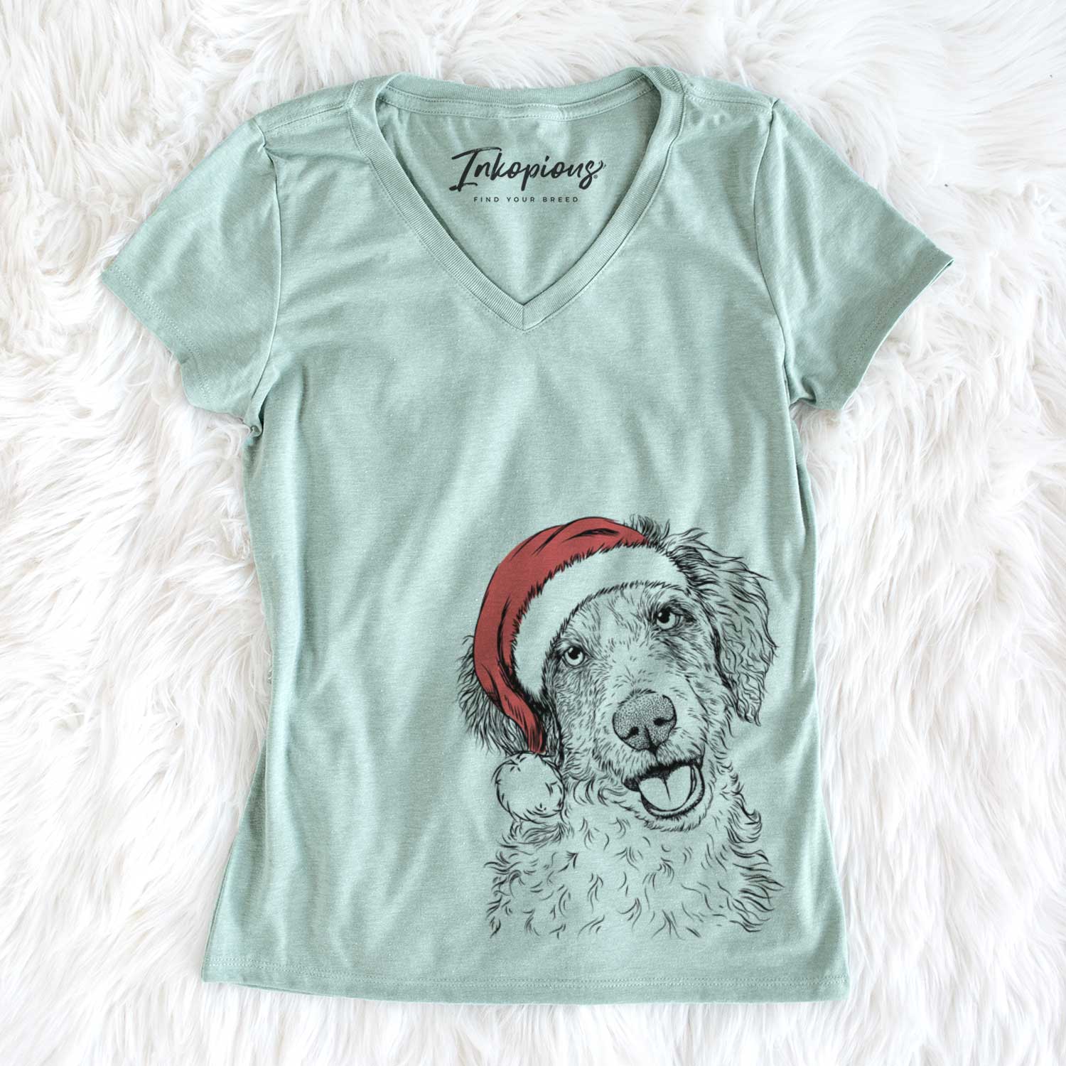 Santa Hoge the Aussiedoodle - Women's V-neck Shirt