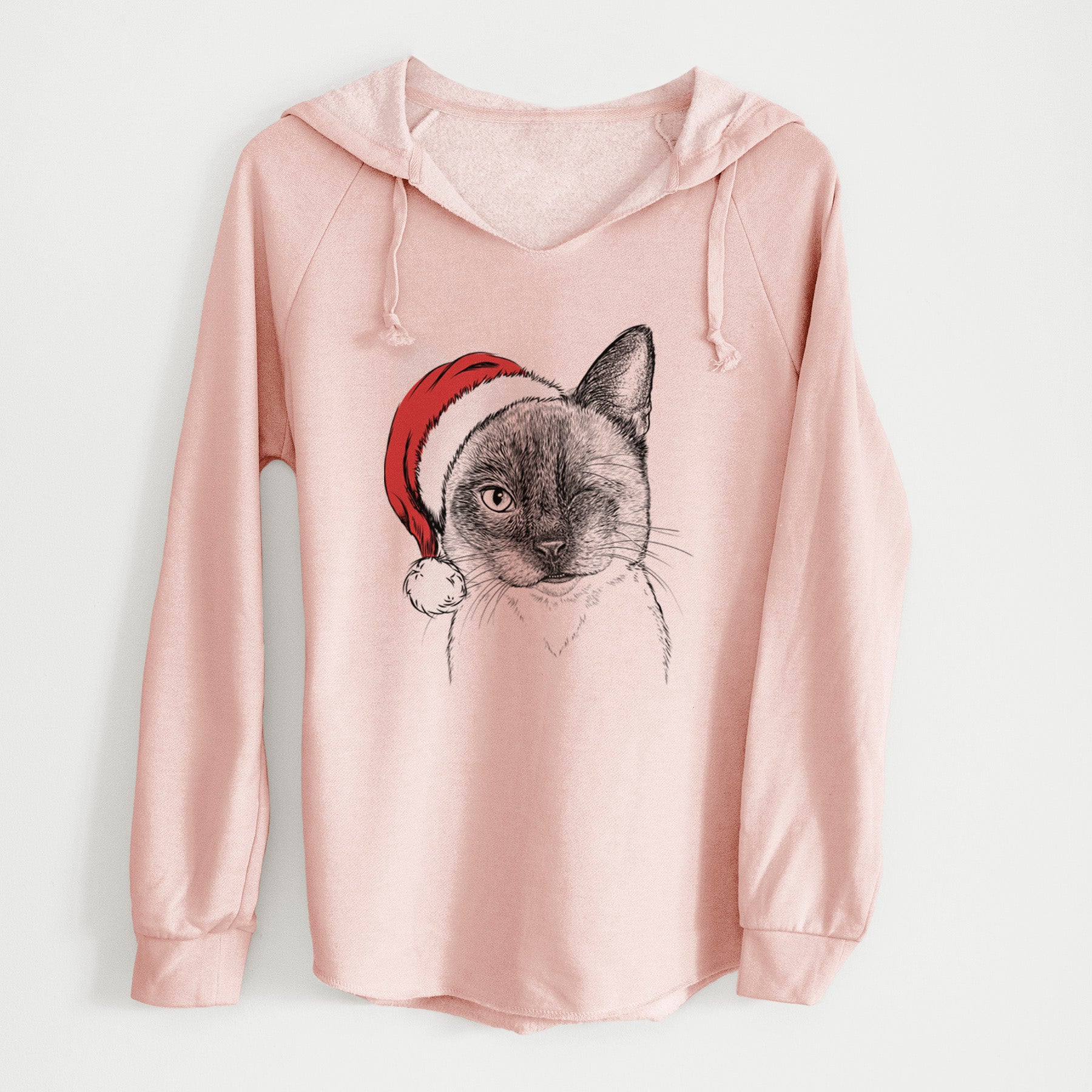 Santa Hoggle the Siamese Cat - Cali Wave Hooded Sweatshirt