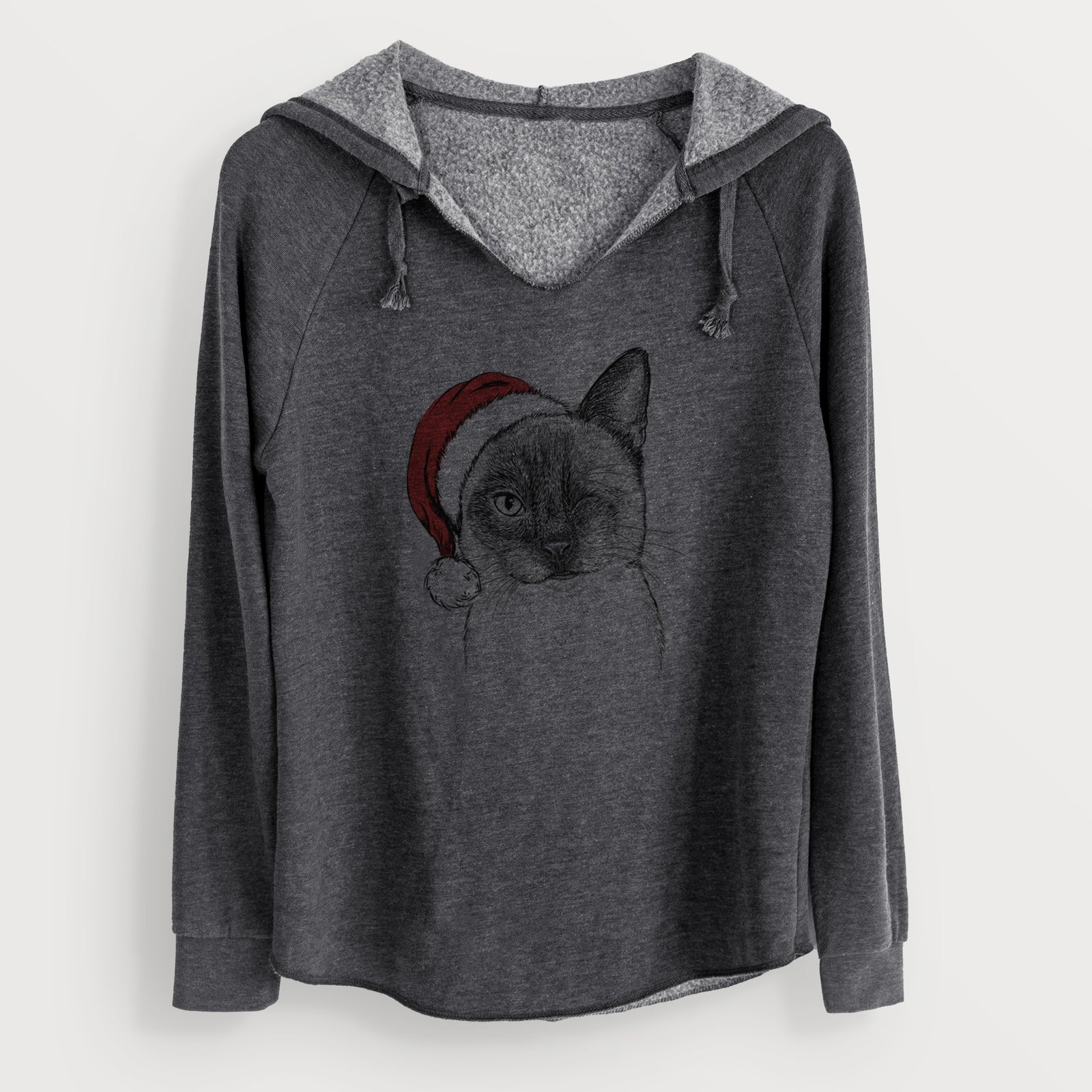Santa Hoggle the Siamese Cat - Cali Wave Hooded Sweatshirt