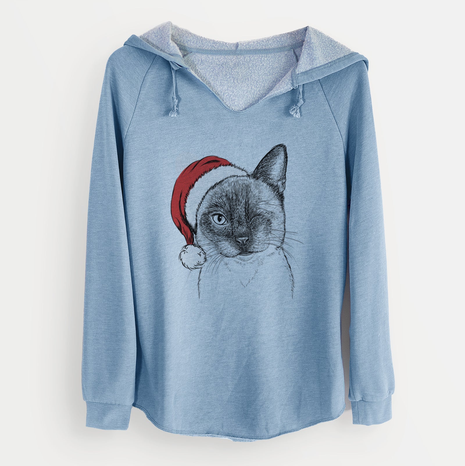 Santa Hoggle the Siamese Cat - Cali Wave Hooded Sweatshirt