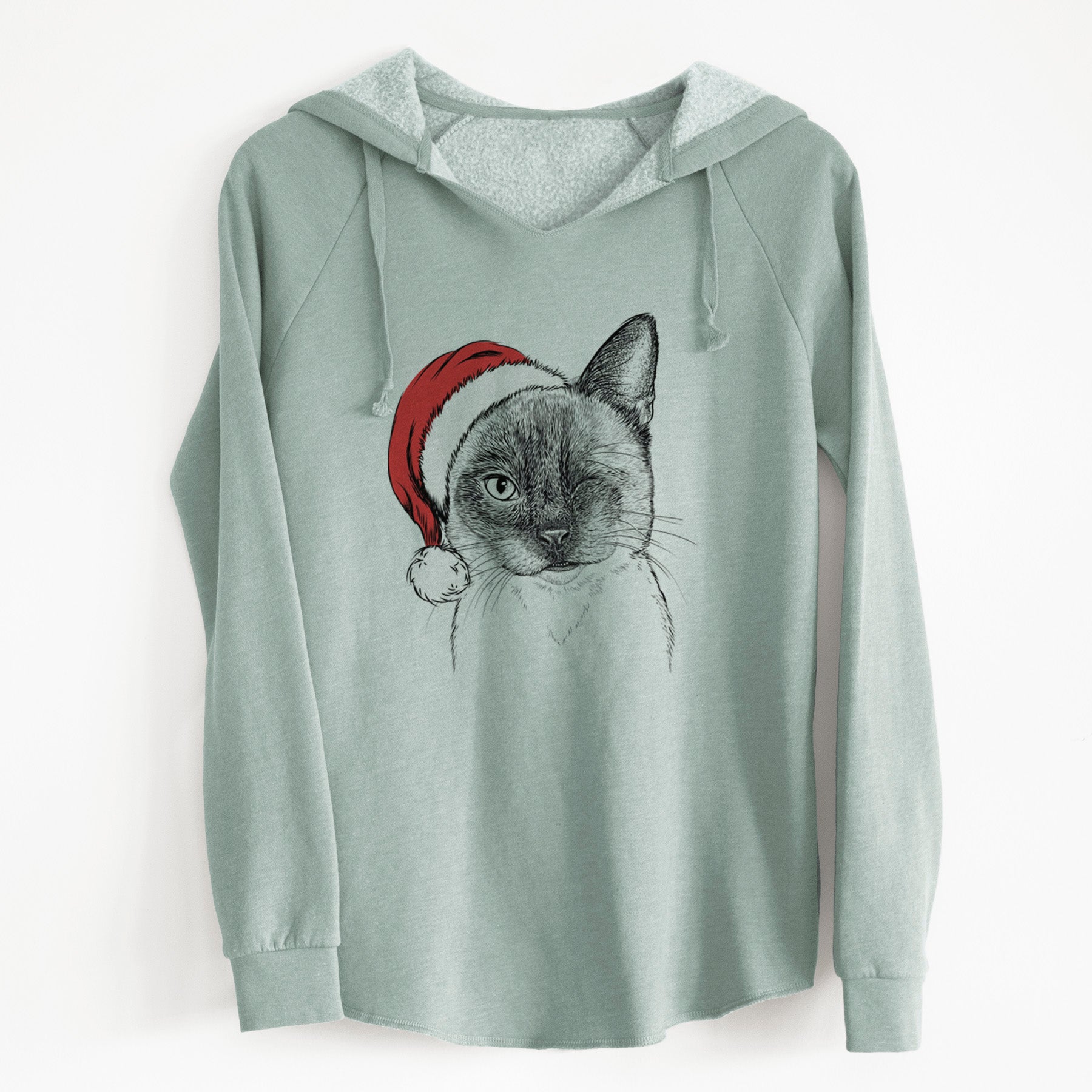 Santa Hoggle the Siamese Cat - Cali Wave Hooded Sweatshirt