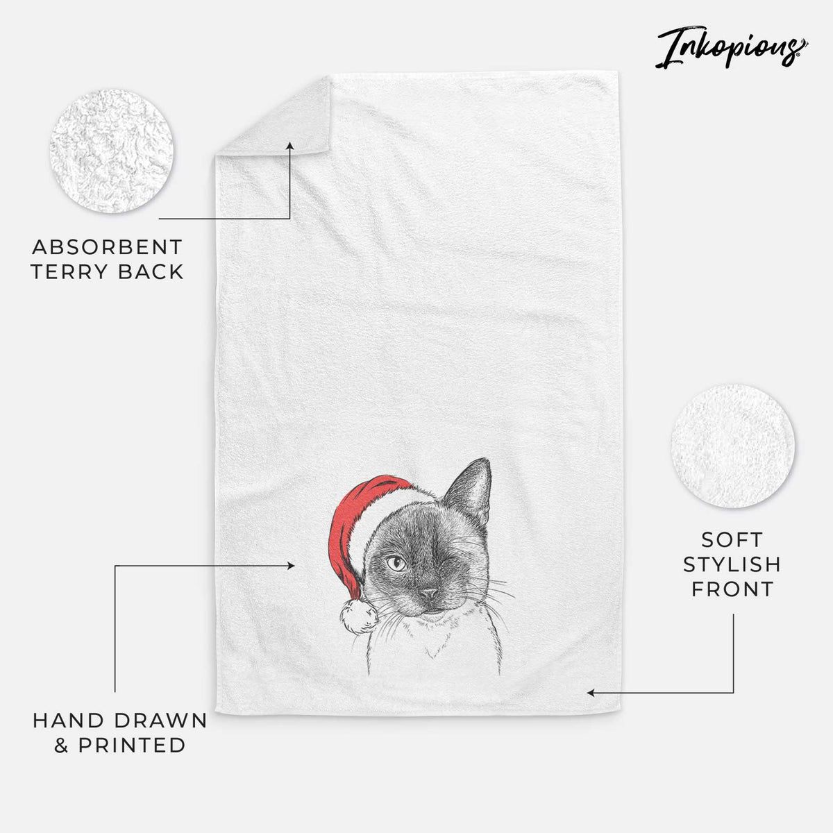 Hoggle the Siamese Cat Decorative Hand Towel