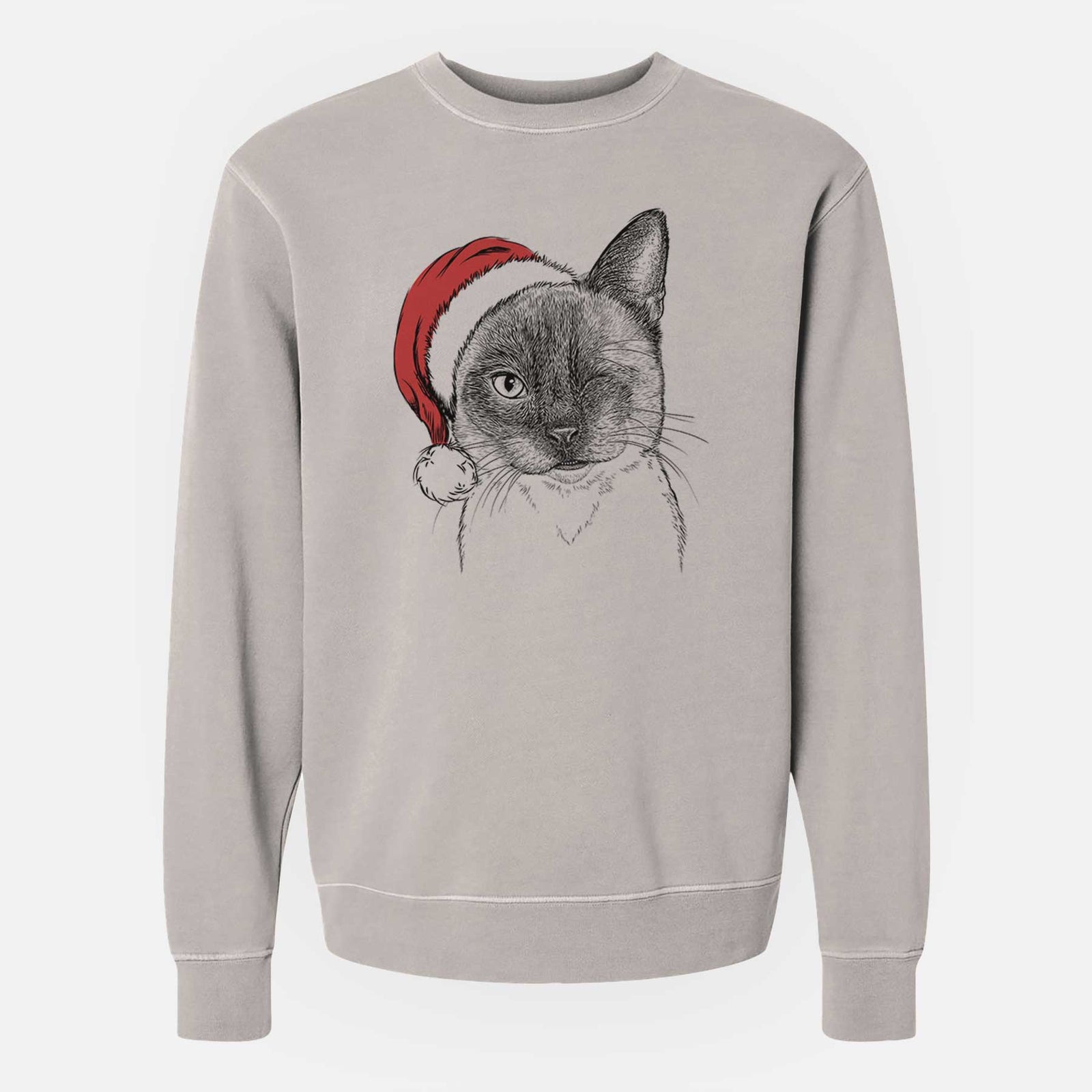 Santa Hoggle the Siamese Cat - Unisex Pigment Dyed Crew Sweatshirt