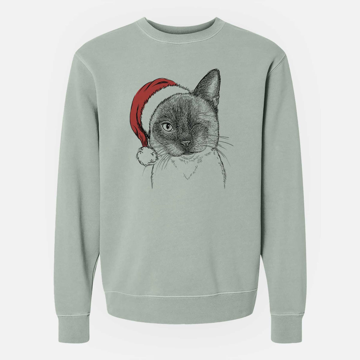 Santa Hoggle the Siamese Cat - Unisex Pigment Dyed Crew Sweatshirt