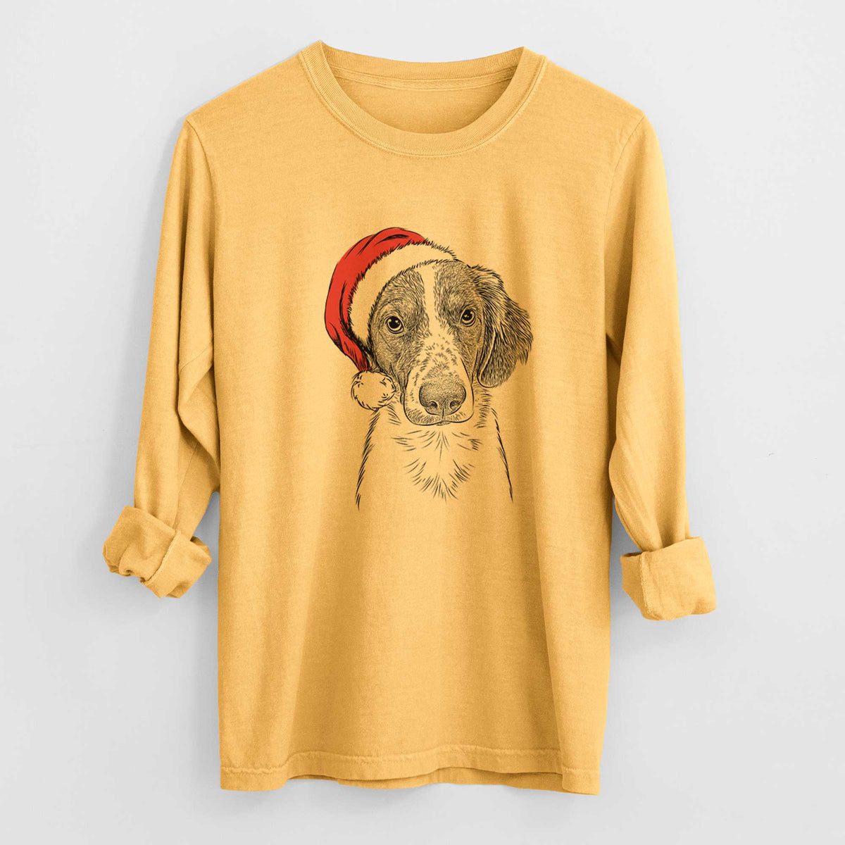 Santa Holly the Brittany Spaniel - Heavyweight 100% Cotton Long Sleeve