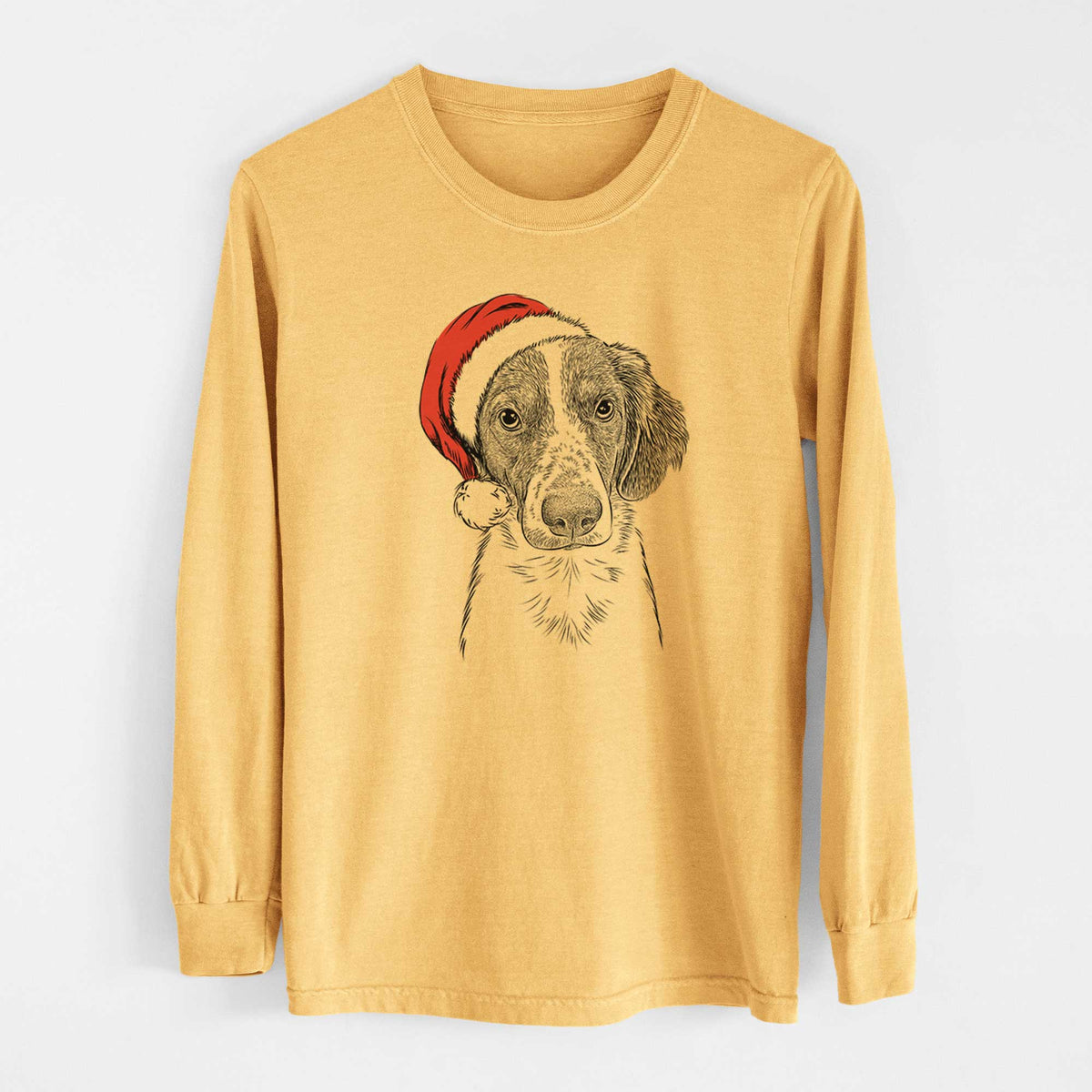 Santa Holly the Brittany Spaniel - Heavyweight 100% Cotton Long Sleeve