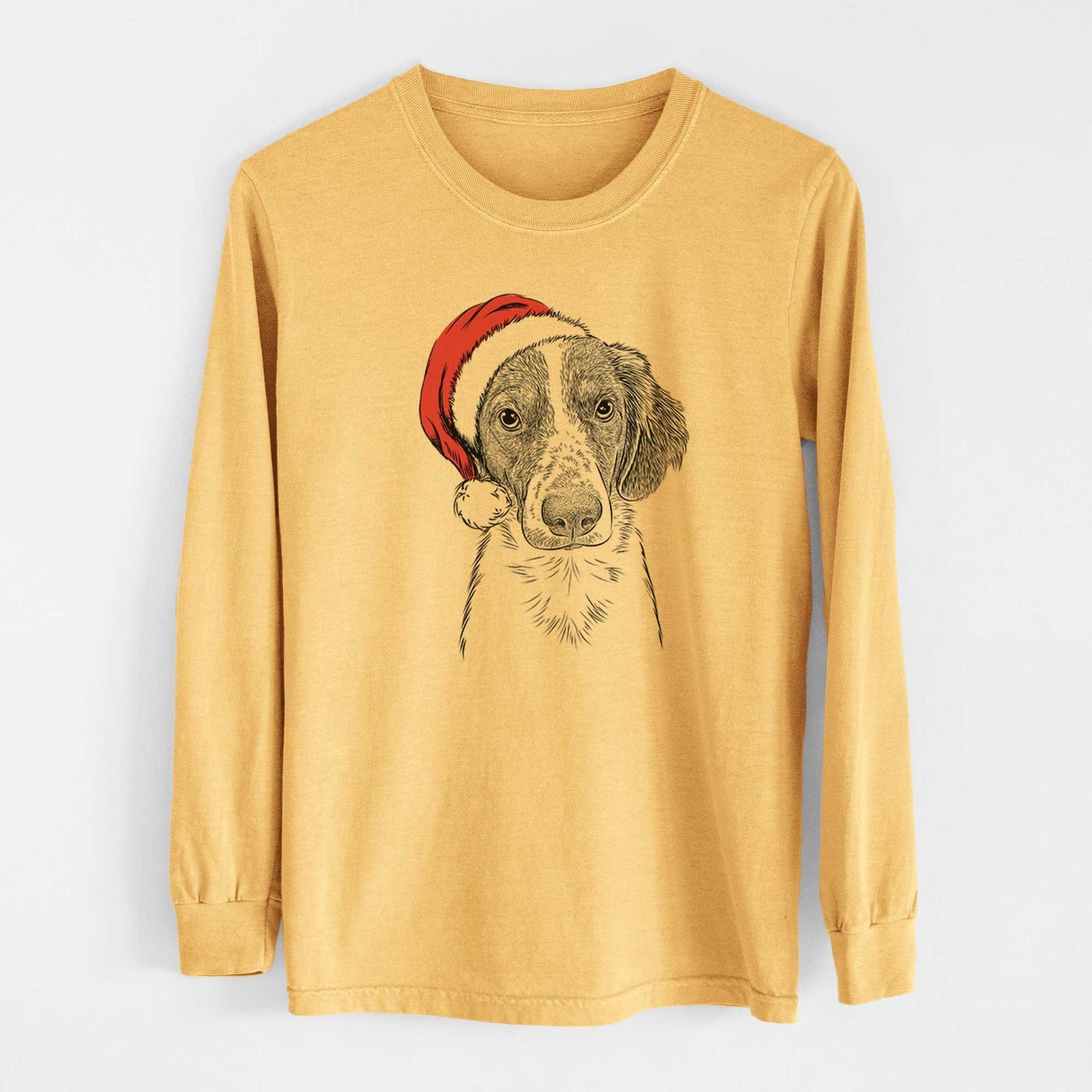Santa Holly the Brittany Spaniel - Heavyweight 100% Cotton Long Sleeve