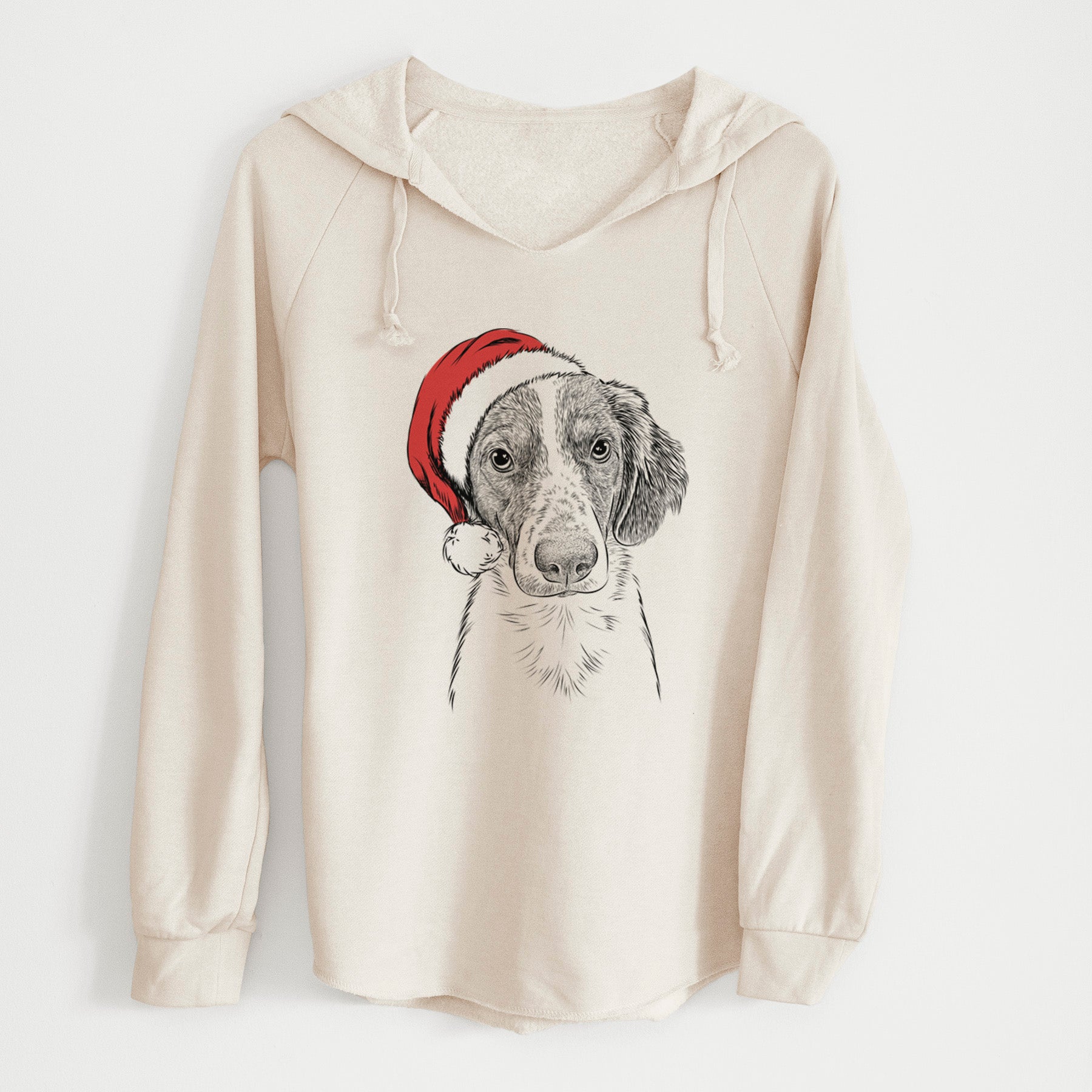 Santa Holly the Brittany Spaniel - Cali Wave Hooded Sweatshirt