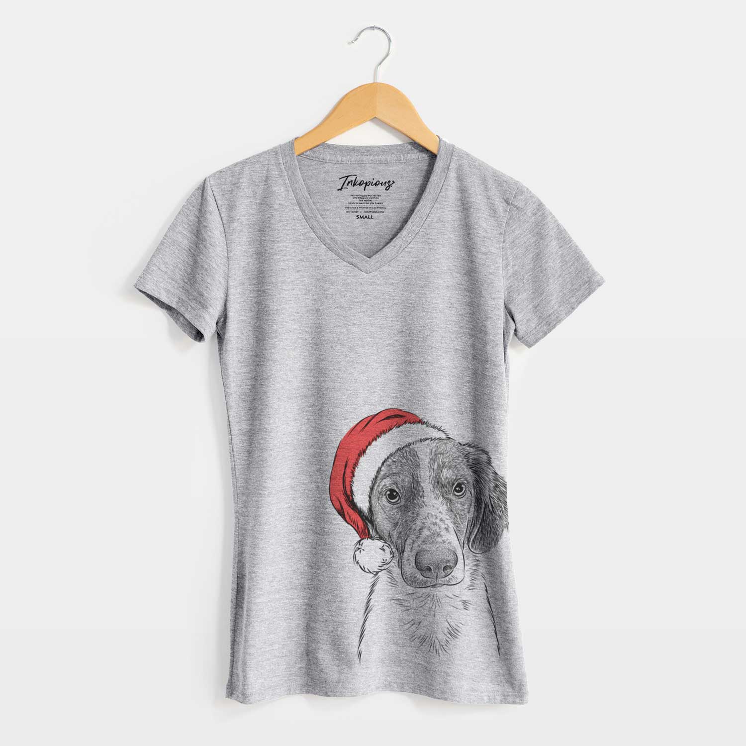 Santa Holly the Brittany Spaniel - Women's V-neck Shirt