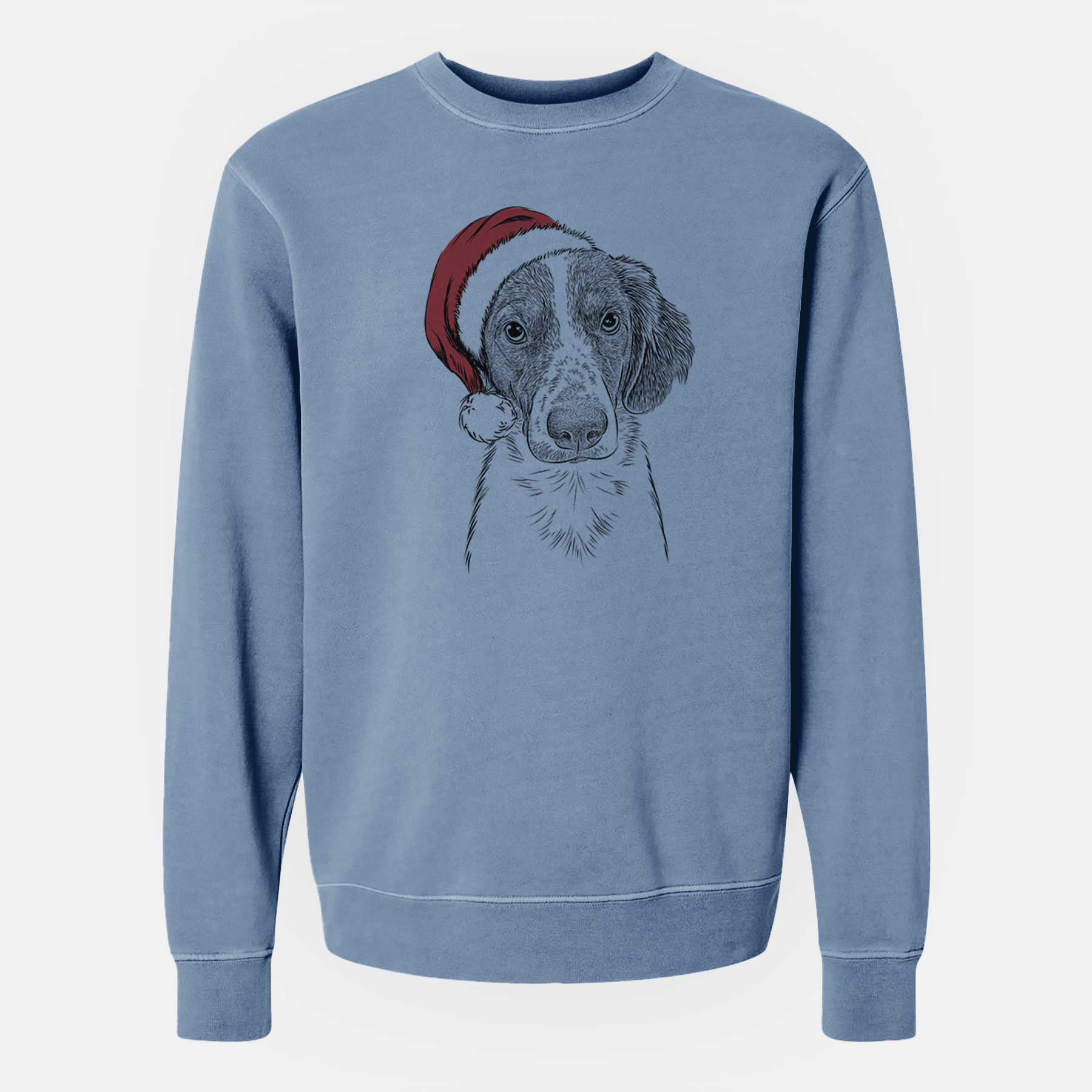 Santa Holly the Brittany Spaniel - Unisex Pigment Dyed Crew Sweatshirt