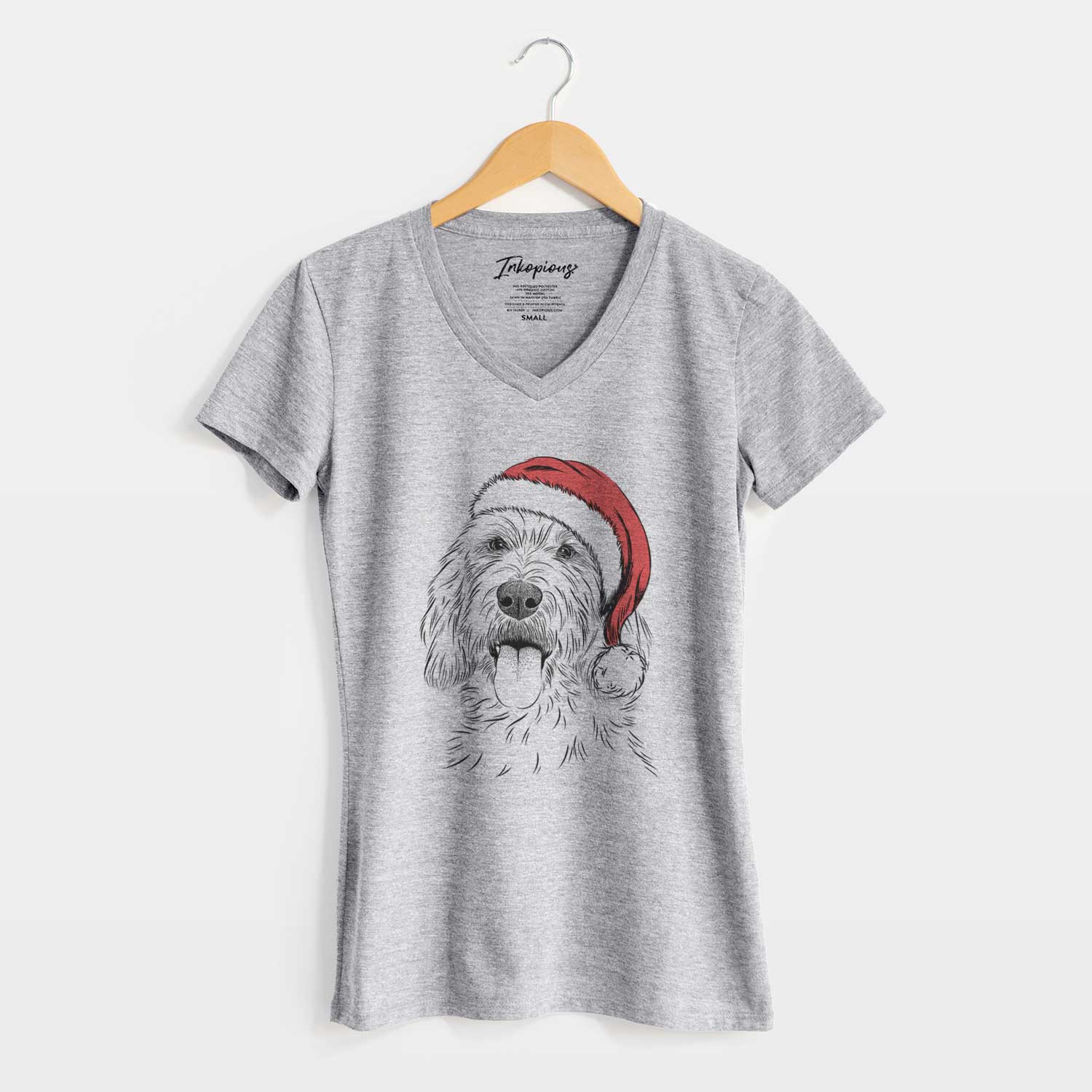 Santa Homer the Grand Basset Griffon Vendeen - Women's V-neck Shirt