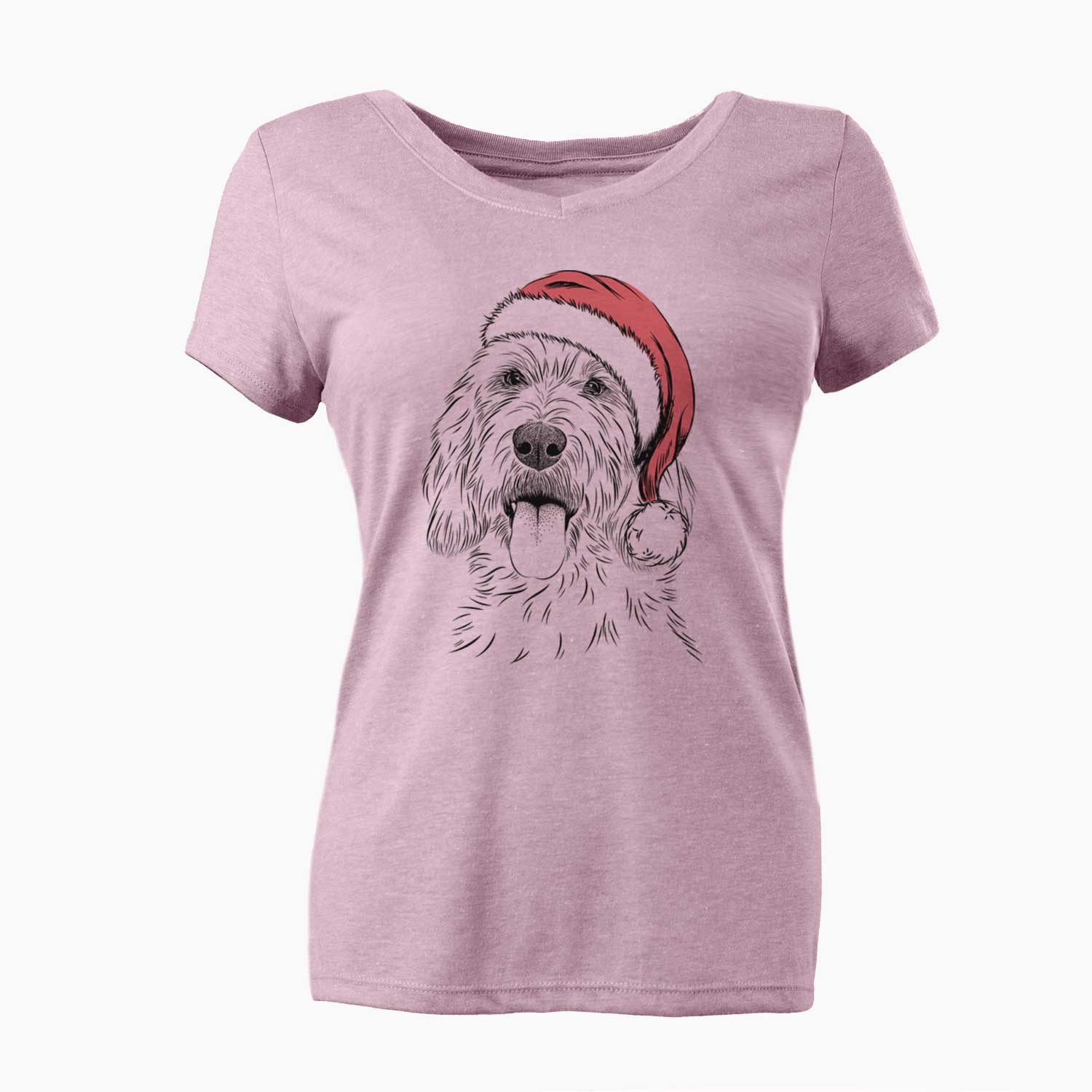 Santa Homer the Grand Basset Griffon Vendeen - Women's V-neck Shirt