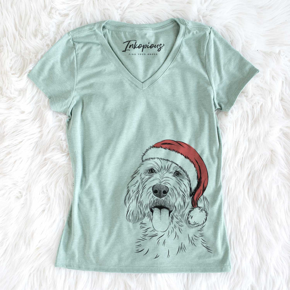 Santa Homer the Grand Basset Griffon Vendeen - Women&#39;s V-neck Shirt