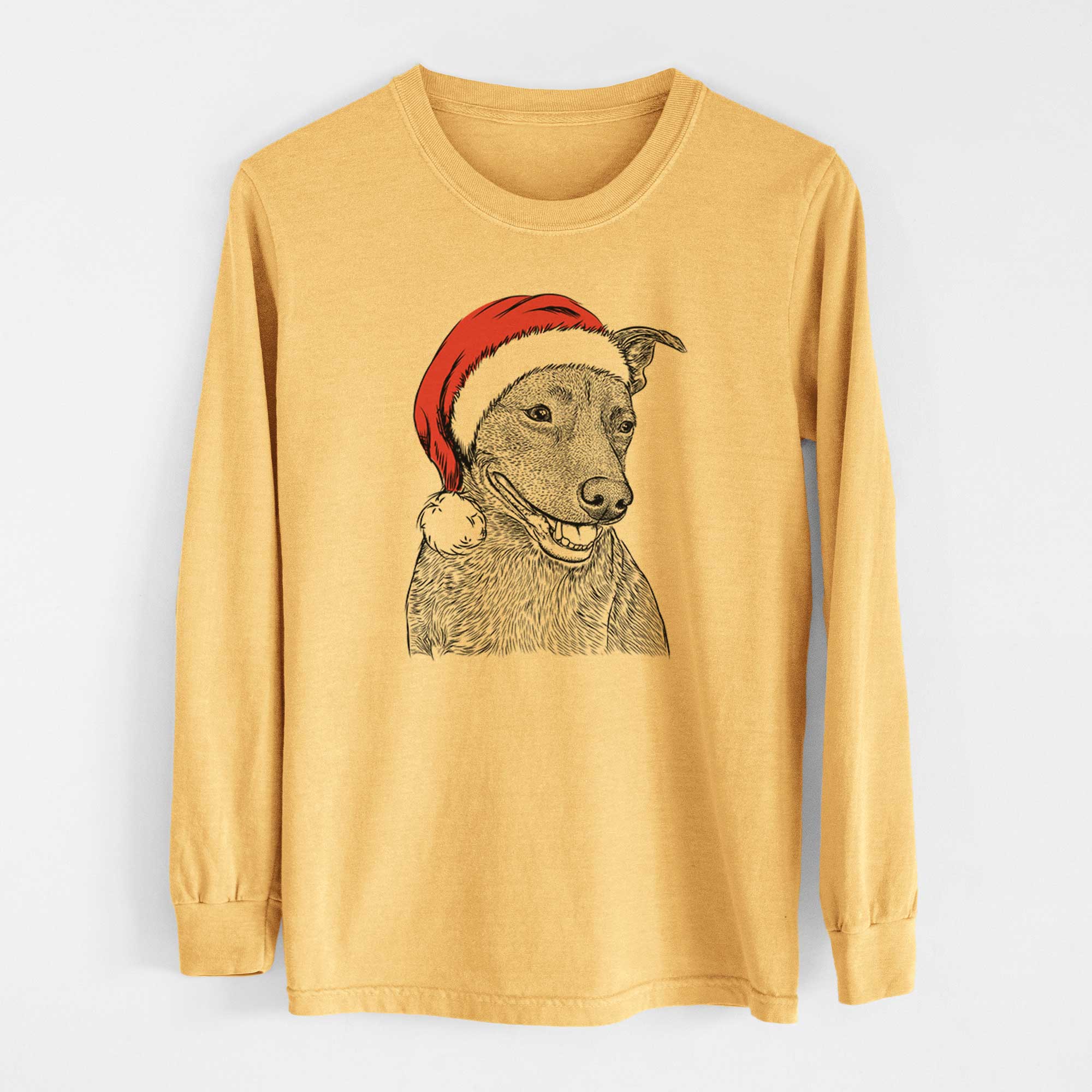 Santa Honey the Lab Pit Mix - Heavyweight 100% Cotton Long Sleeve