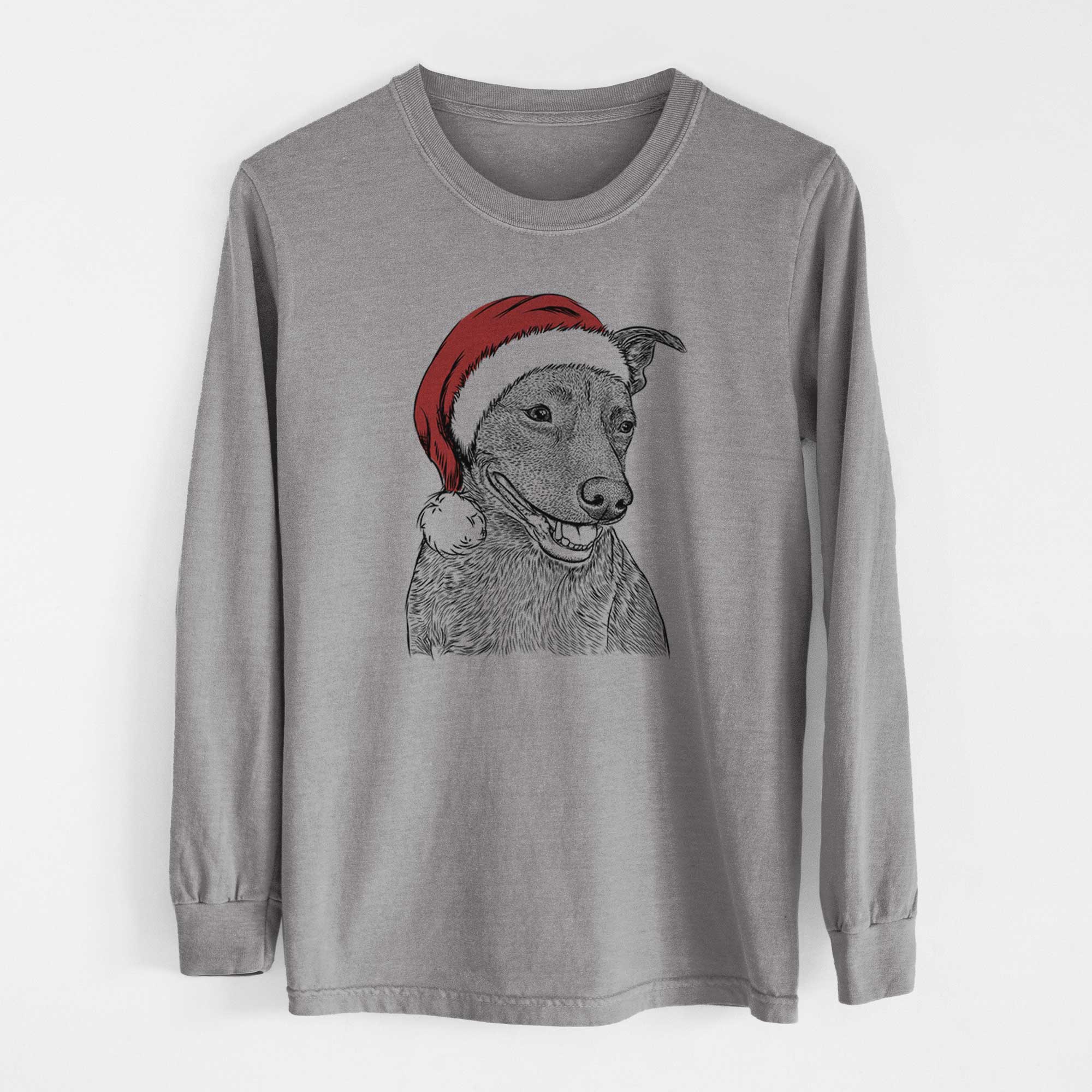 Santa Honey the Lab Pit Mix - Heavyweight 100% Cotton Long Sleeve