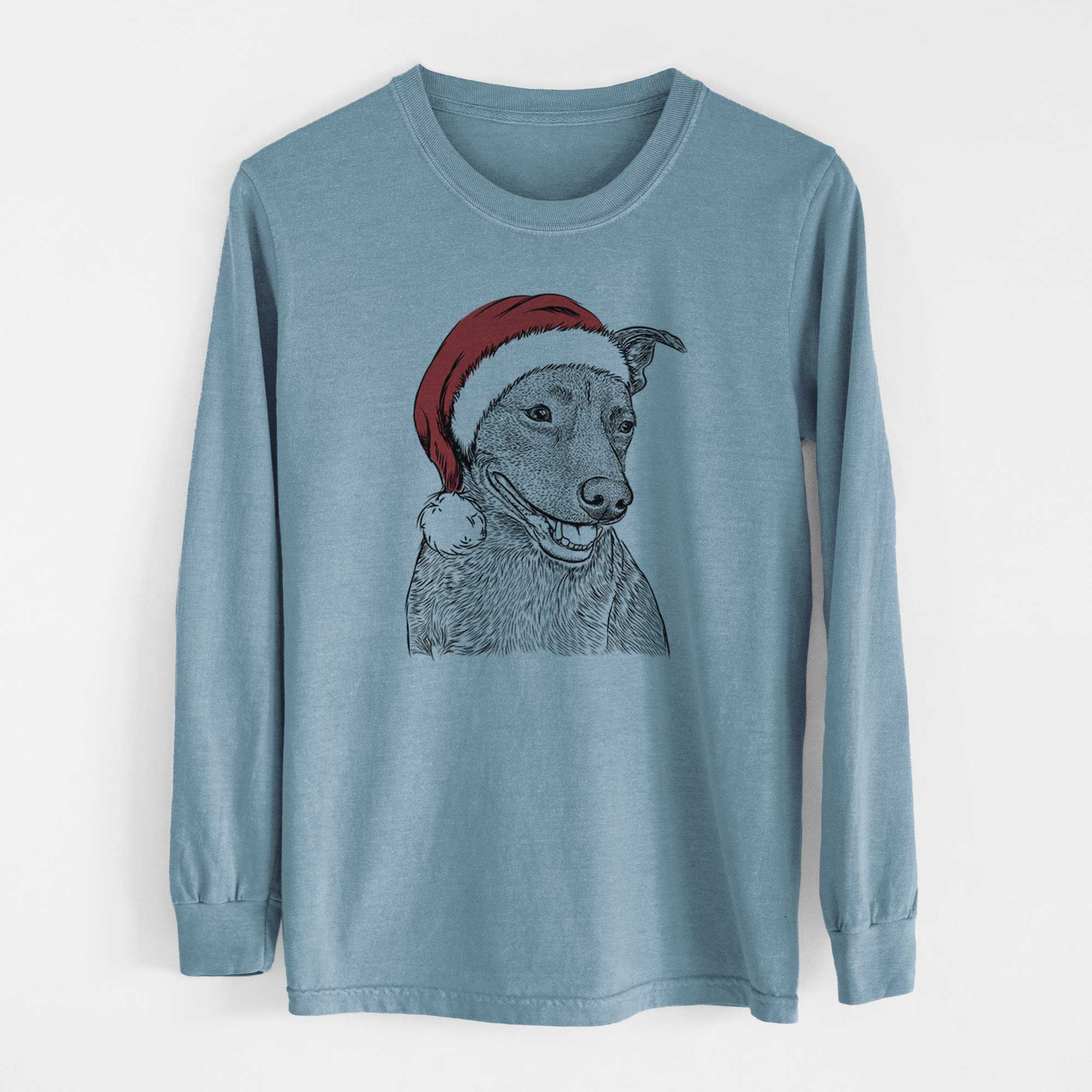 Santa Honey the Lab Pit Mix - Heavyweight 100% Cotton Long Sleeve