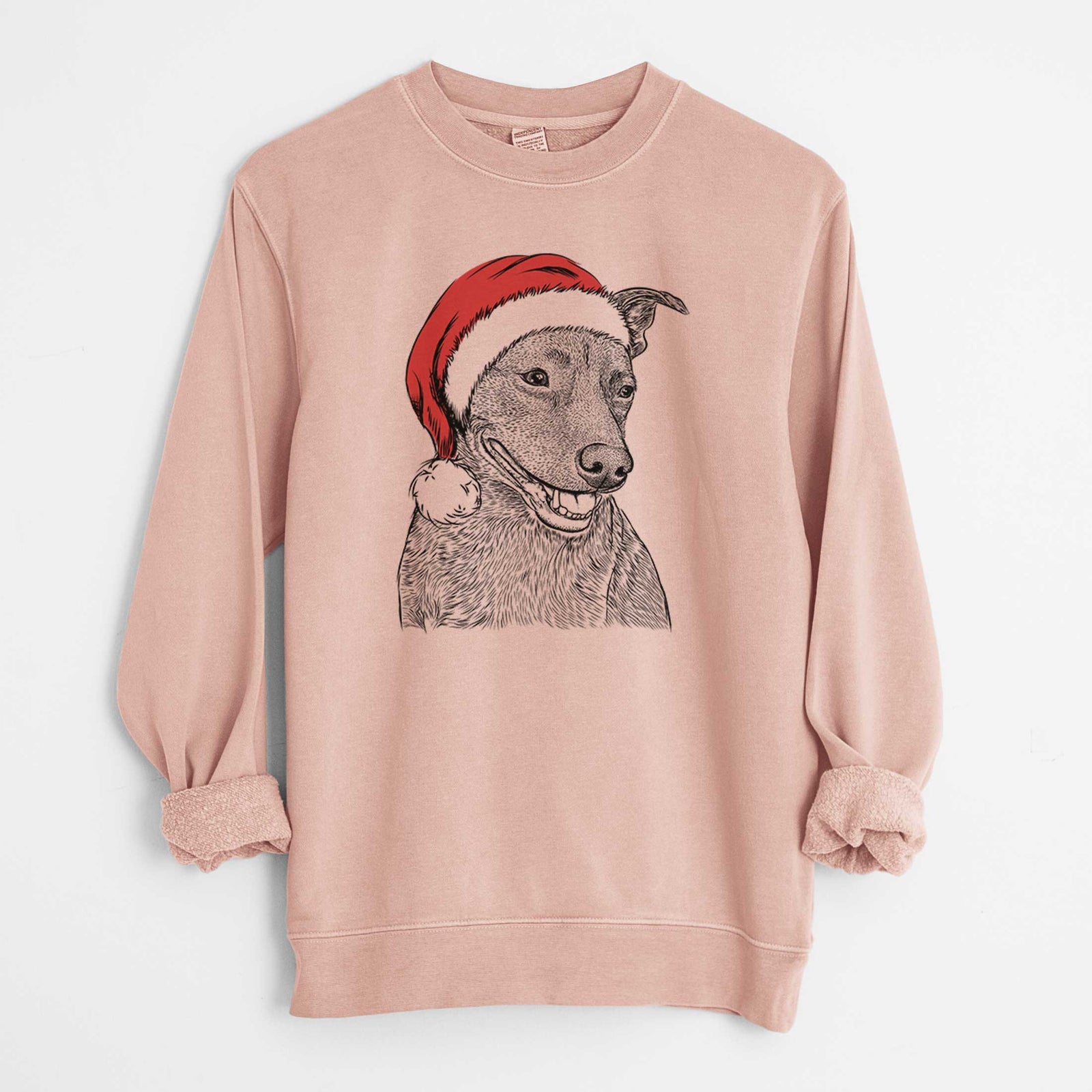 Santa Honey the Lab Pit Mix - Unisex Pigment Dyed Crew Sweatshirt