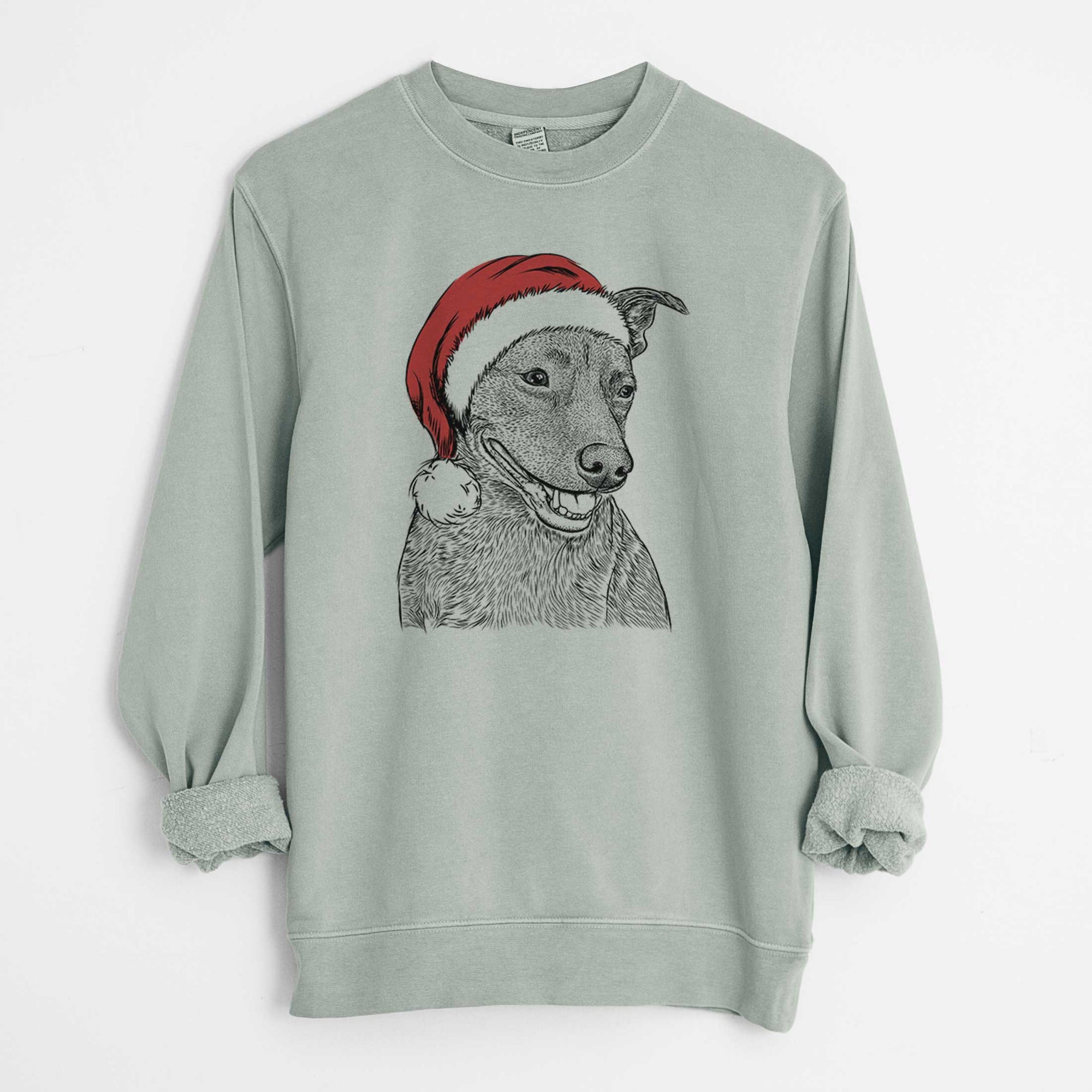 Santa Honey the Lab Pit Mix - Unisex Pigment Dyed Crew Sweatshirt