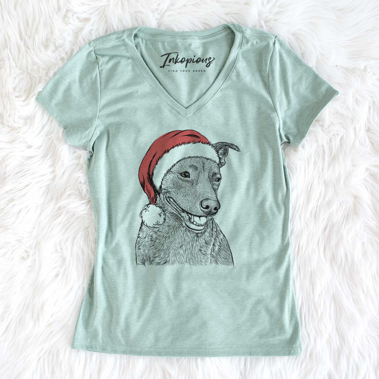 Santa Honey the Lab Pit Mix - Women's V-neck Shirt