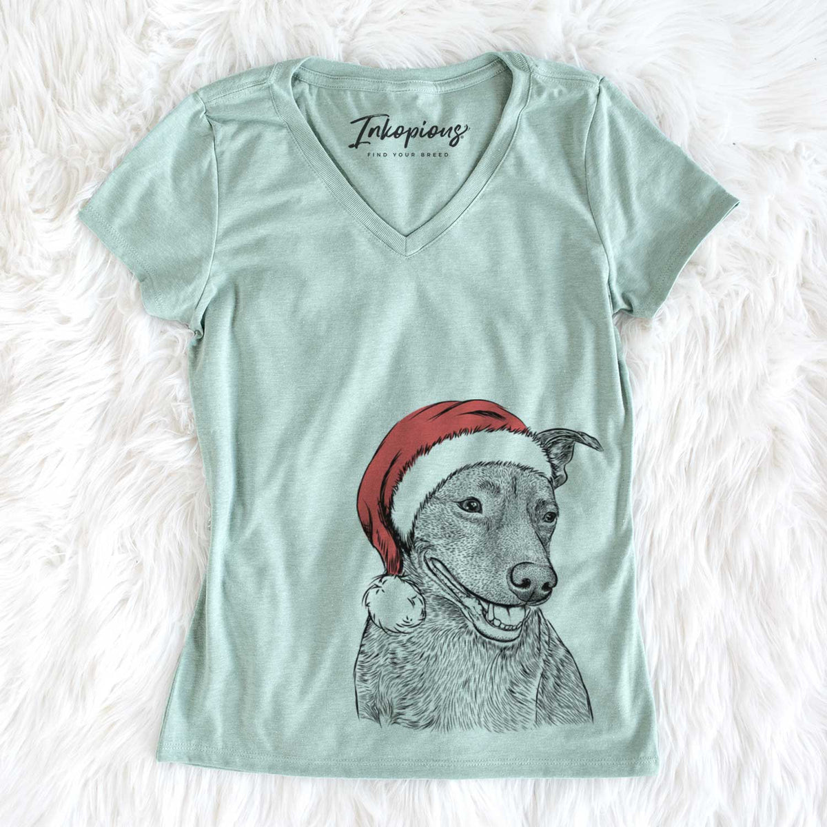 Santa Honey the Lab Pit Mix - Women&#39;s V-neck Shirt