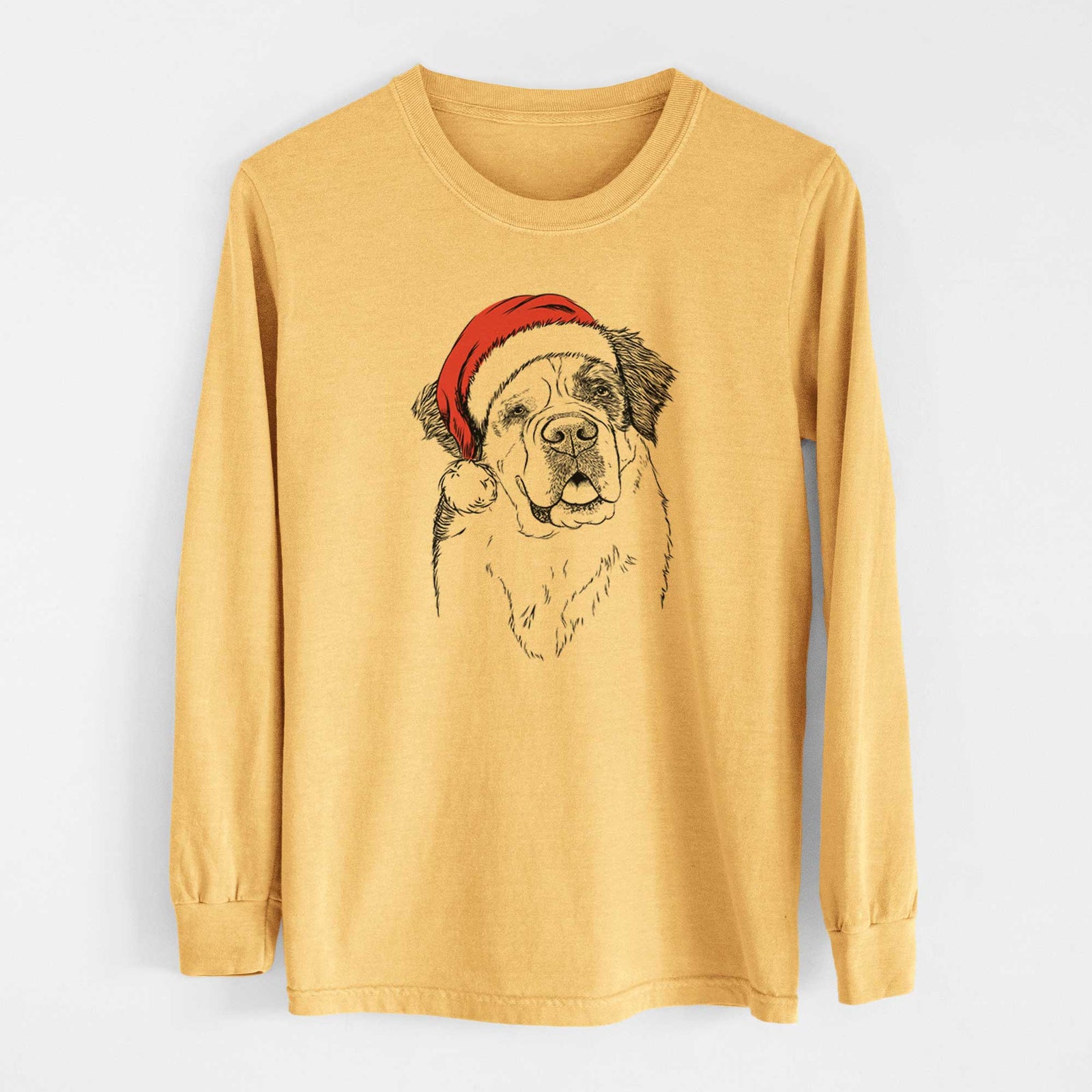 Santa Hook the Saint Bernard - Heavyweight 100% Cotton Long Sleeve