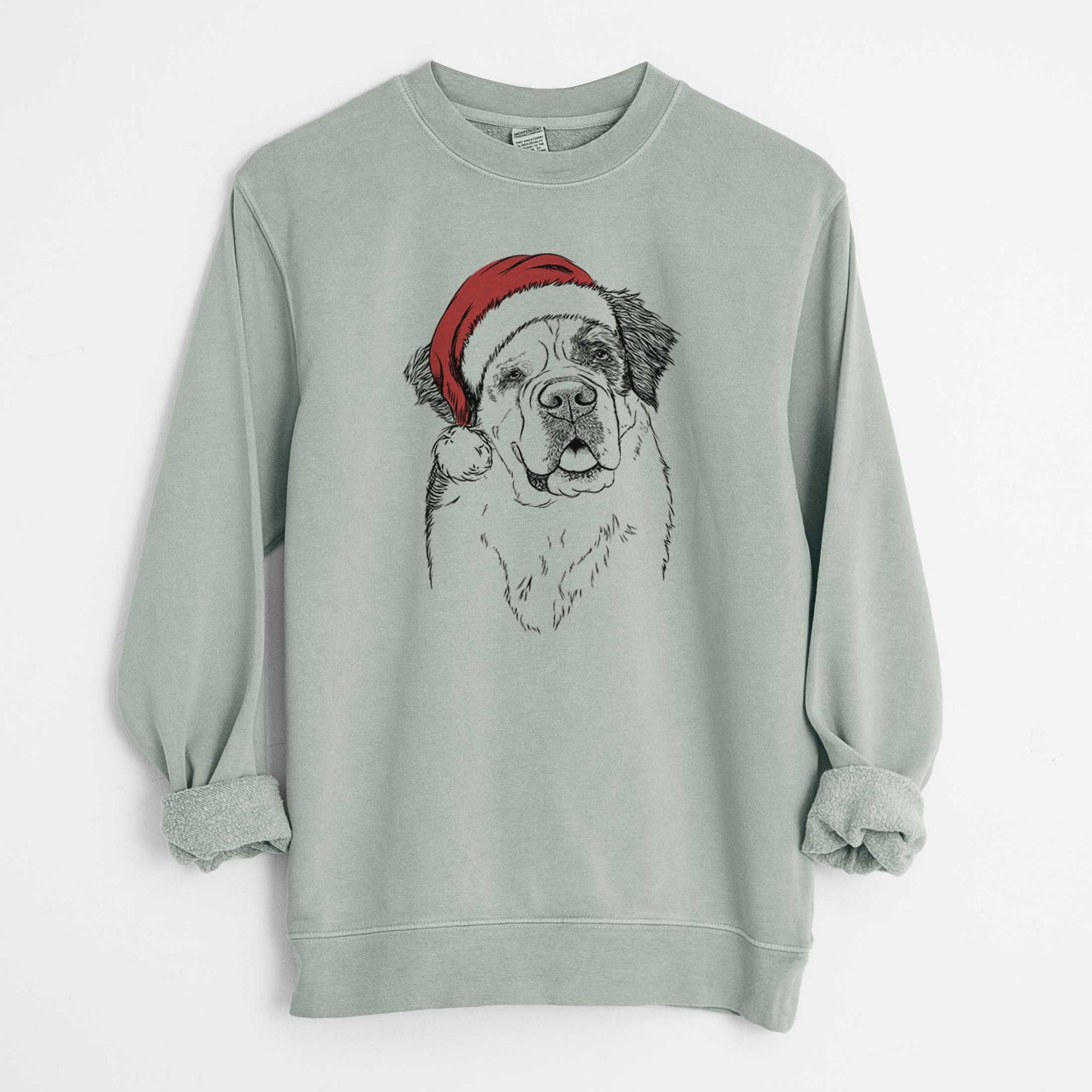 Santa Hook the Saint Bernard - Unisex Pigment Dyed Crew Sweatshirt