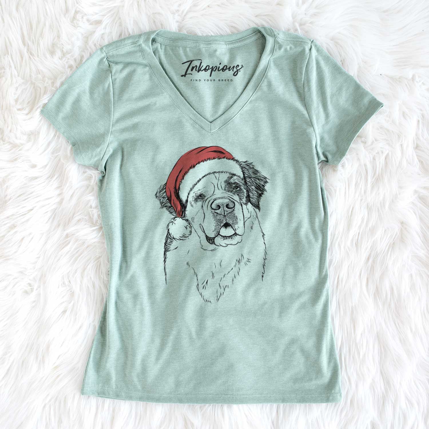 Santa Hook the Saint Bernard - Women's V-neck Shirt