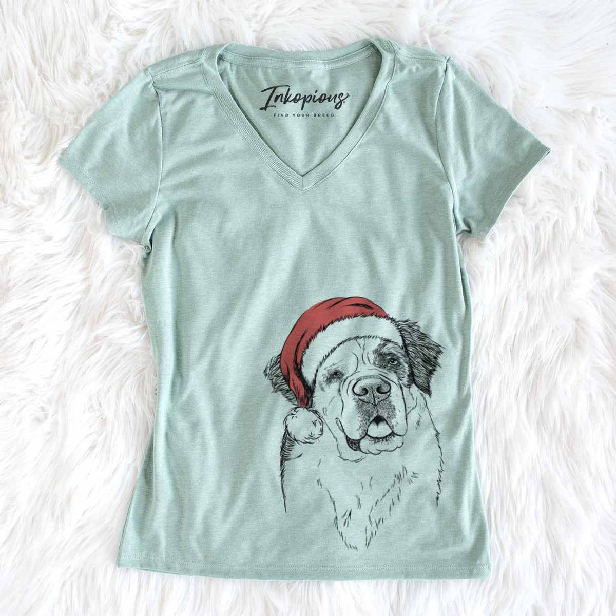 Santa Hook the Saint Bernard - Women&#39;s V-neck Shirt