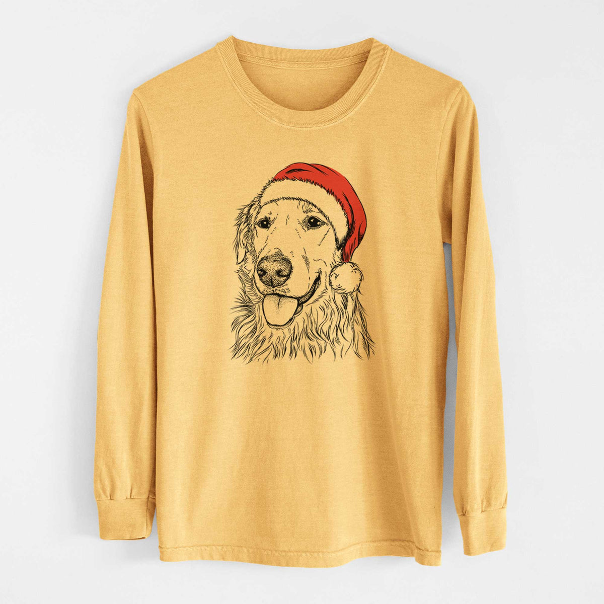 Santa Hopper the Golden Retriever - Heavyweight 100% Cotton Long Sleeve