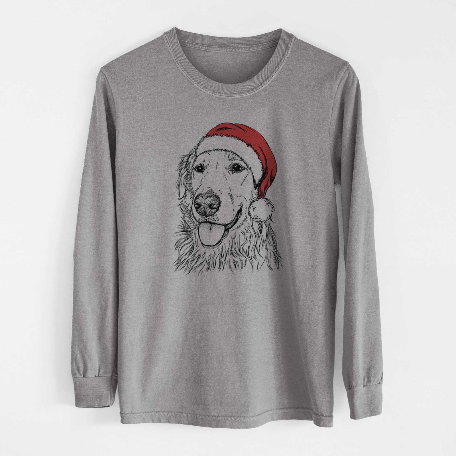 Santa Hopper the Golden Retriever - Heavyweight 100% Cotton Long Sleeve