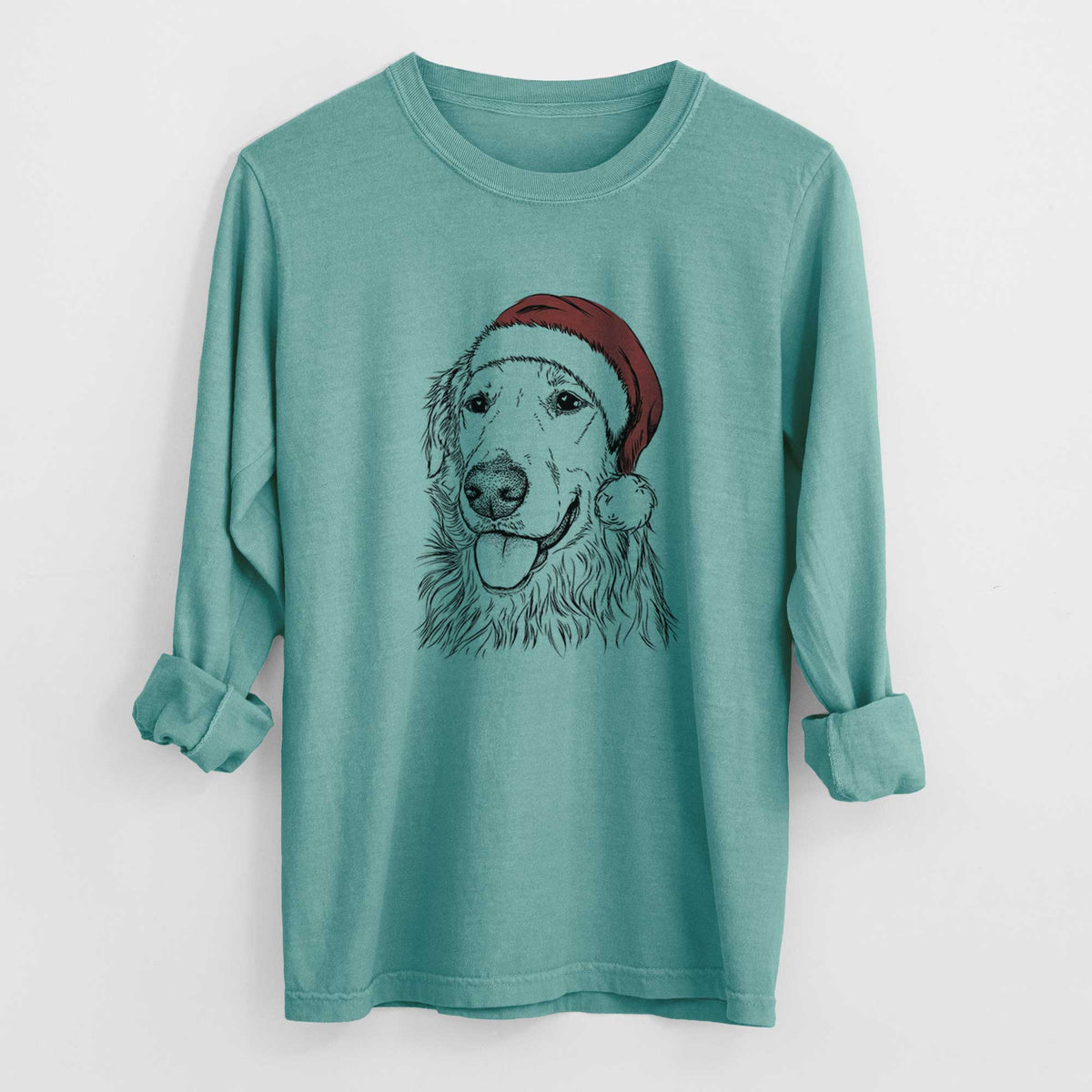 Santa Hopper the Golden Retriever - Heavyweight 100% Cotton Long Sleeve