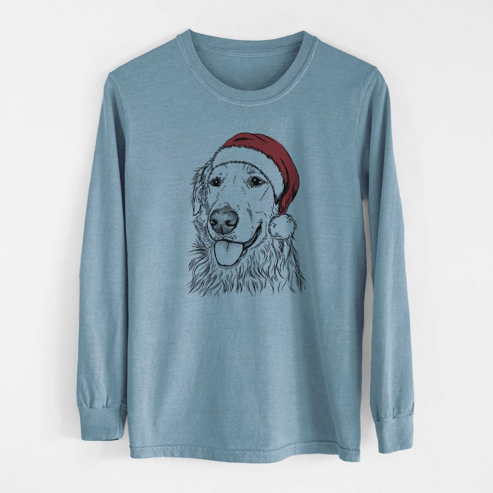 Santa Hopper the Golden Retriever - Heavyweight 100% Cotton Long Sleeve