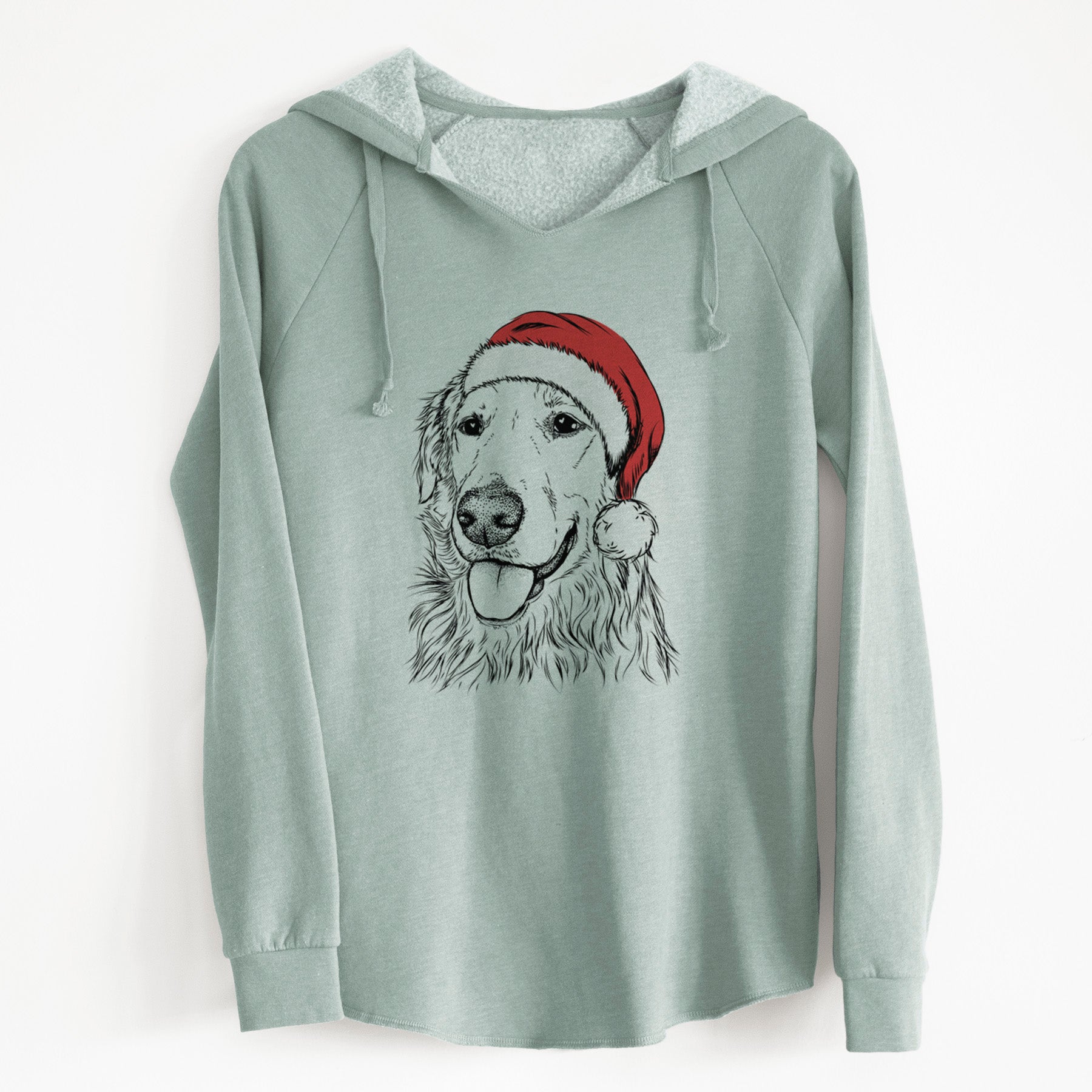Santa Hopper the Golden Retriever - Cali Wave Hooded Sweatshirt